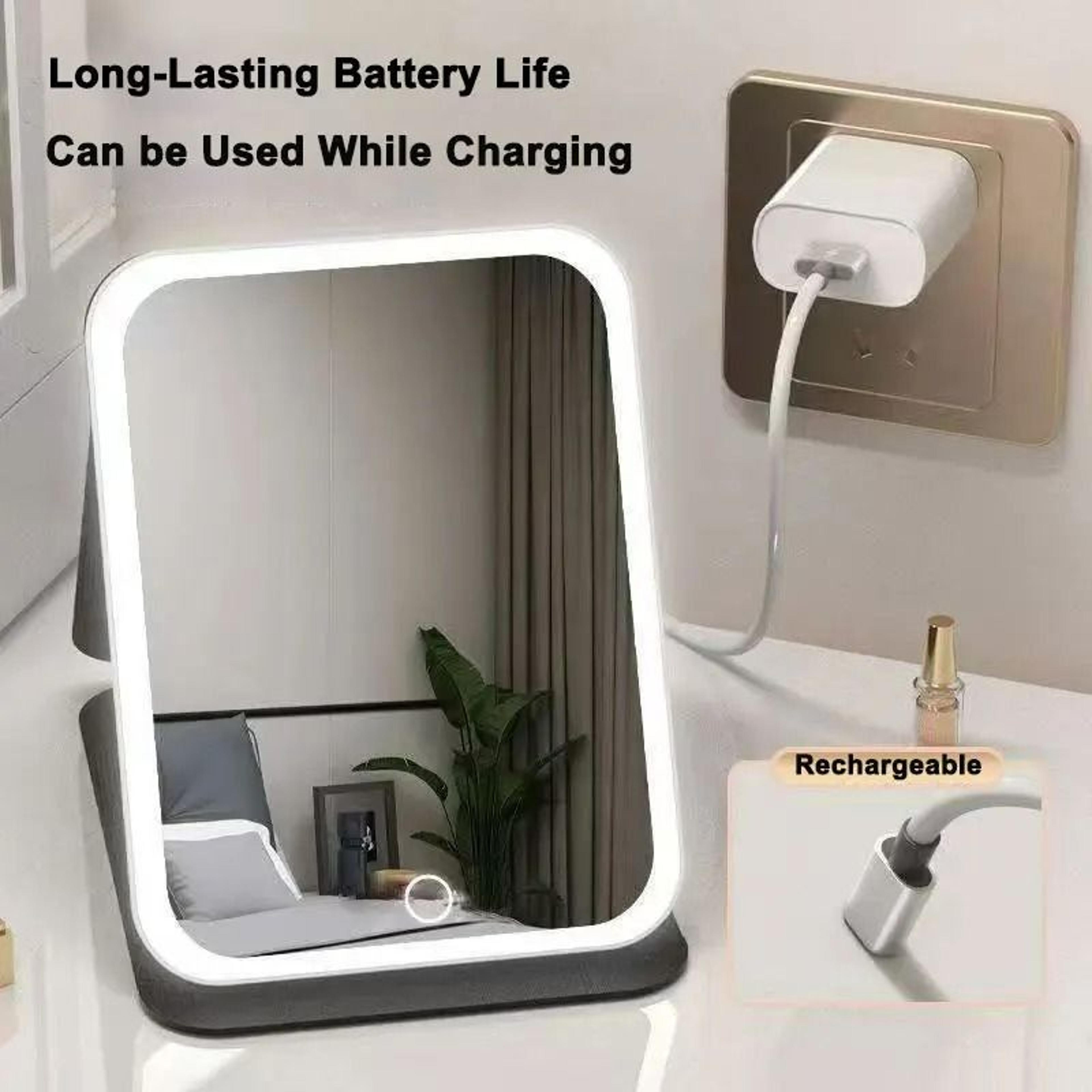 3Color LED Leather Folding Travel Vanity Mirror 5