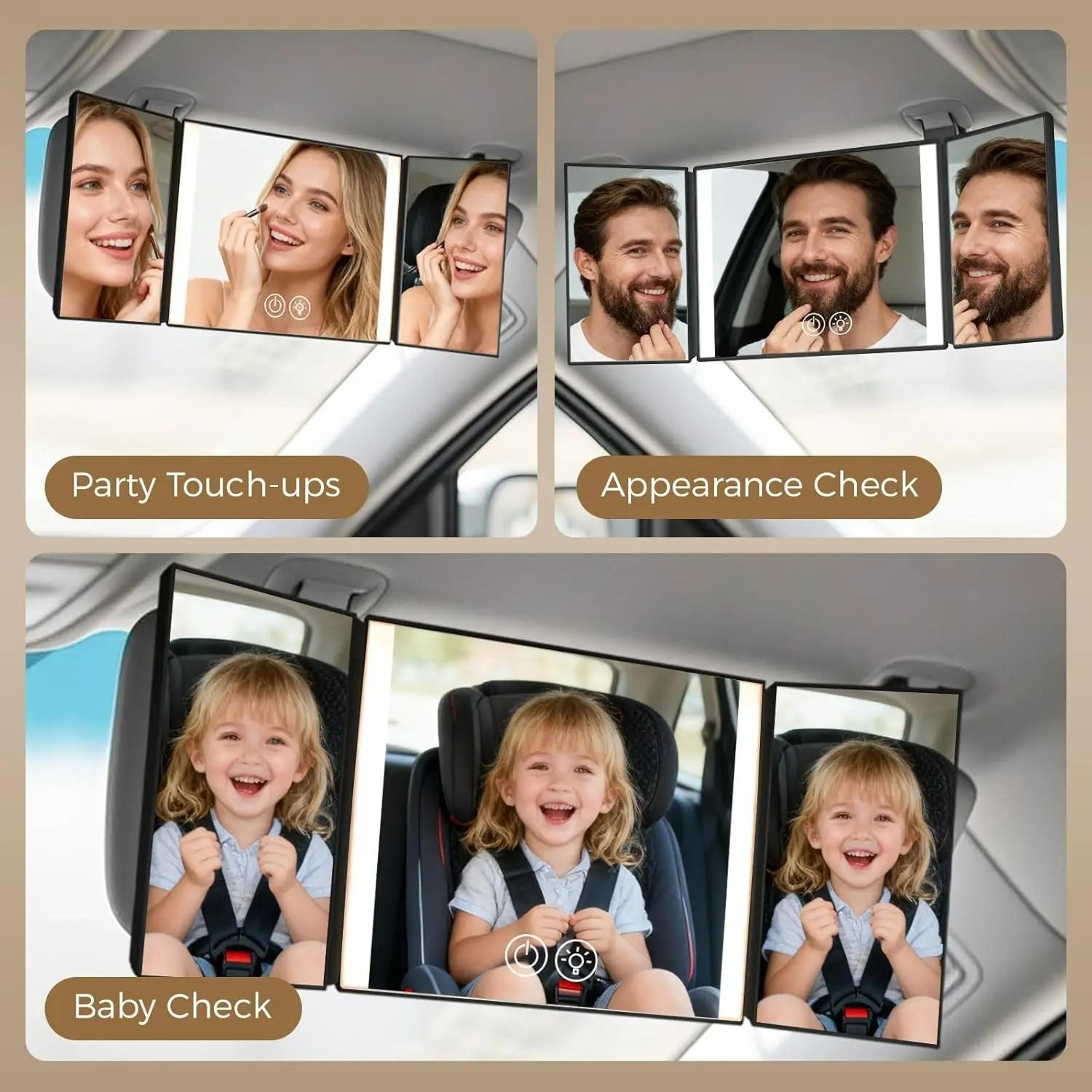 Car Sun Visor Makeup Mirror With 3Way LED Lights 2