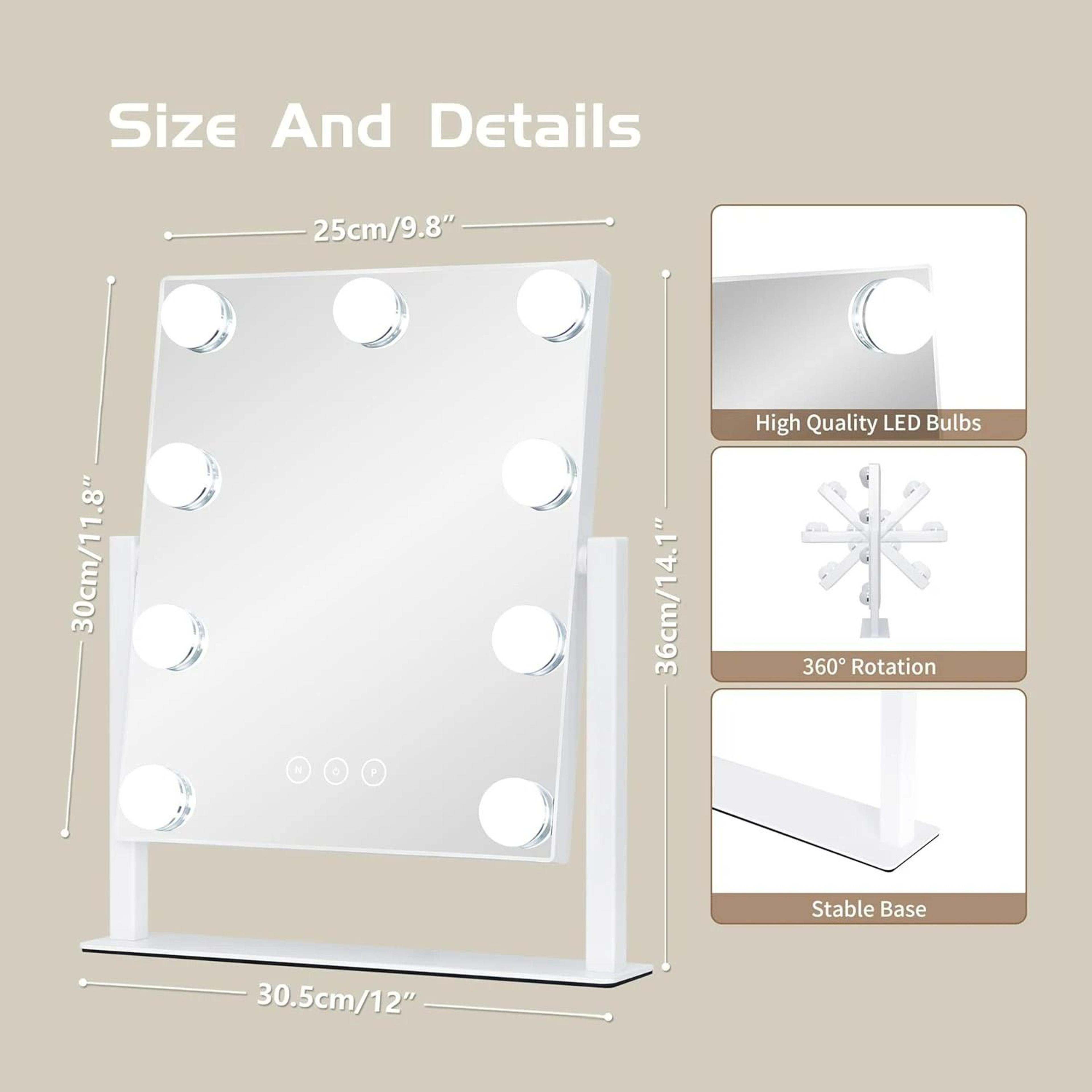 Hollywood Vanity Mirror With 9 LED Bulbs And 360 Rotation 4