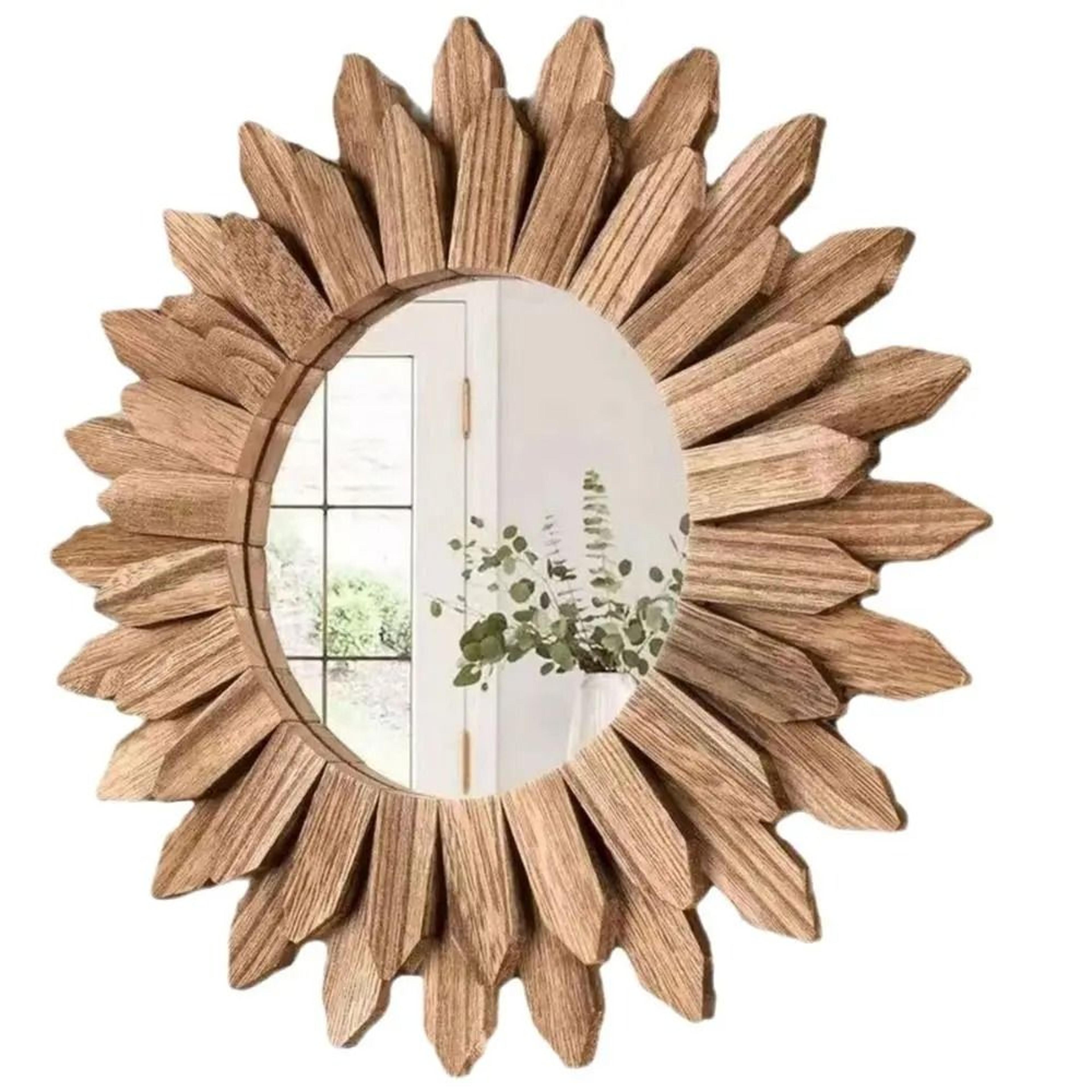 Rustic Wooden Farmhouse Decorative Wall Mirror 6