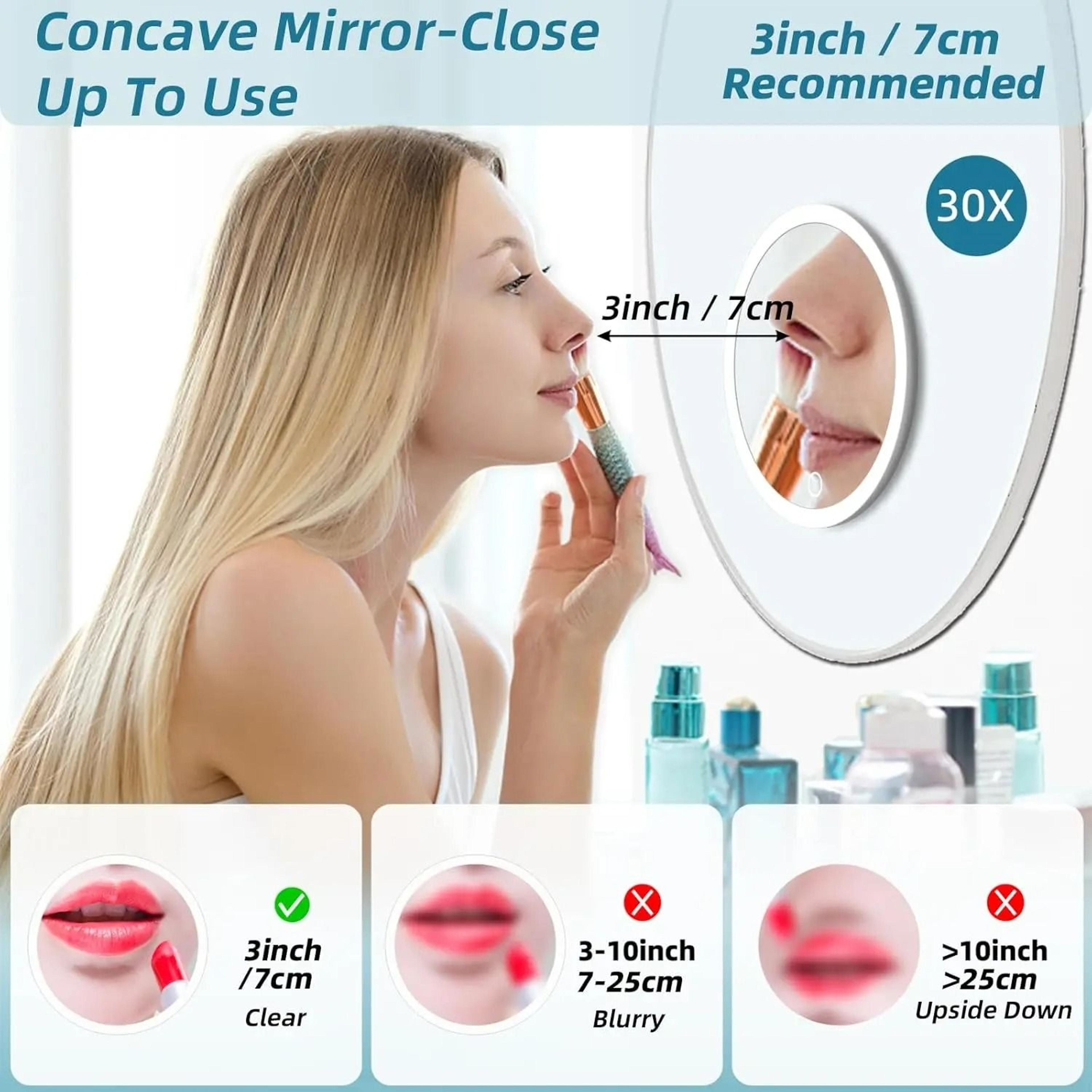 30X Magnifying LED Makeup Mirror Set With Tweezers  Scissors 2