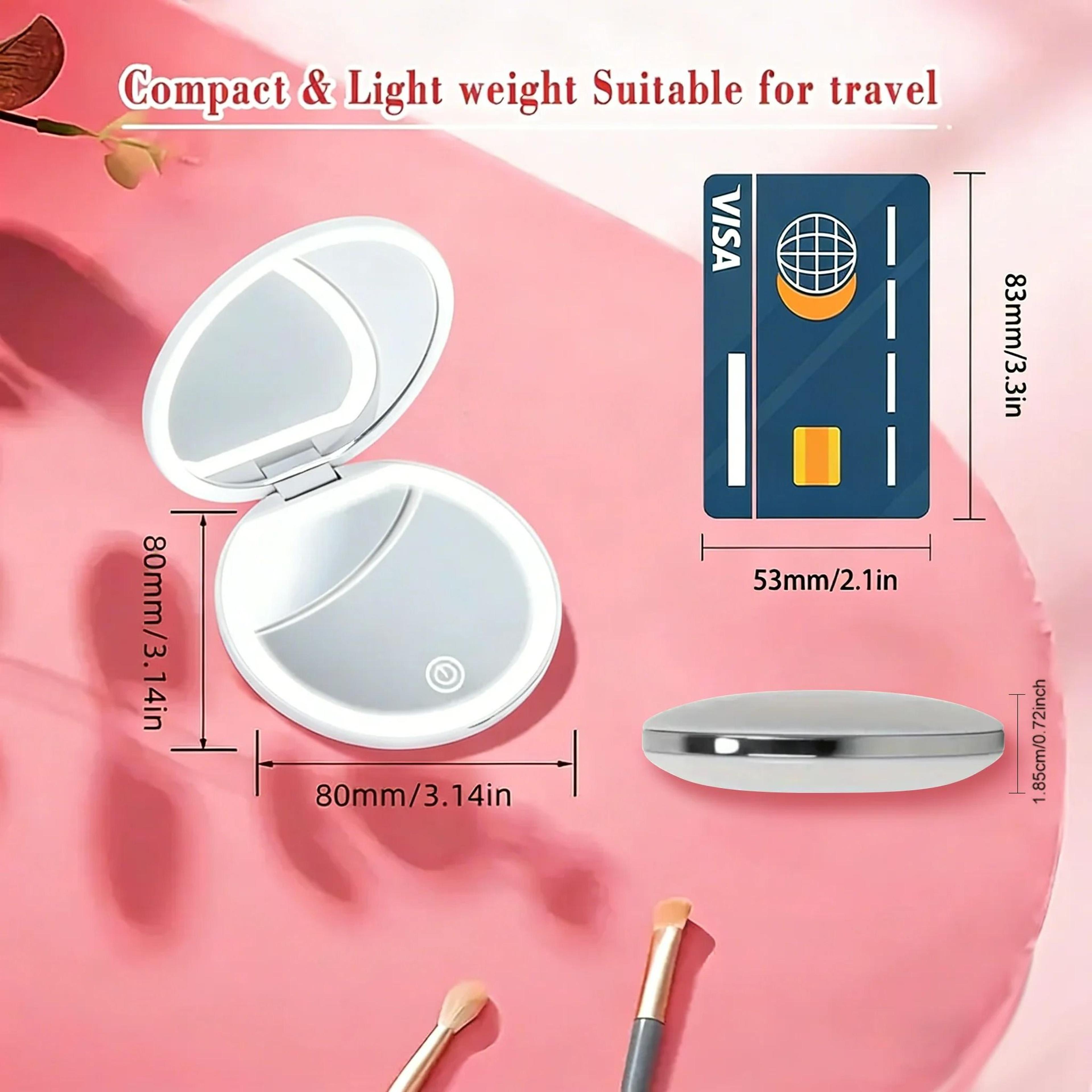 Folding Compact LED Makeup Mirror With 2X Magnification 5