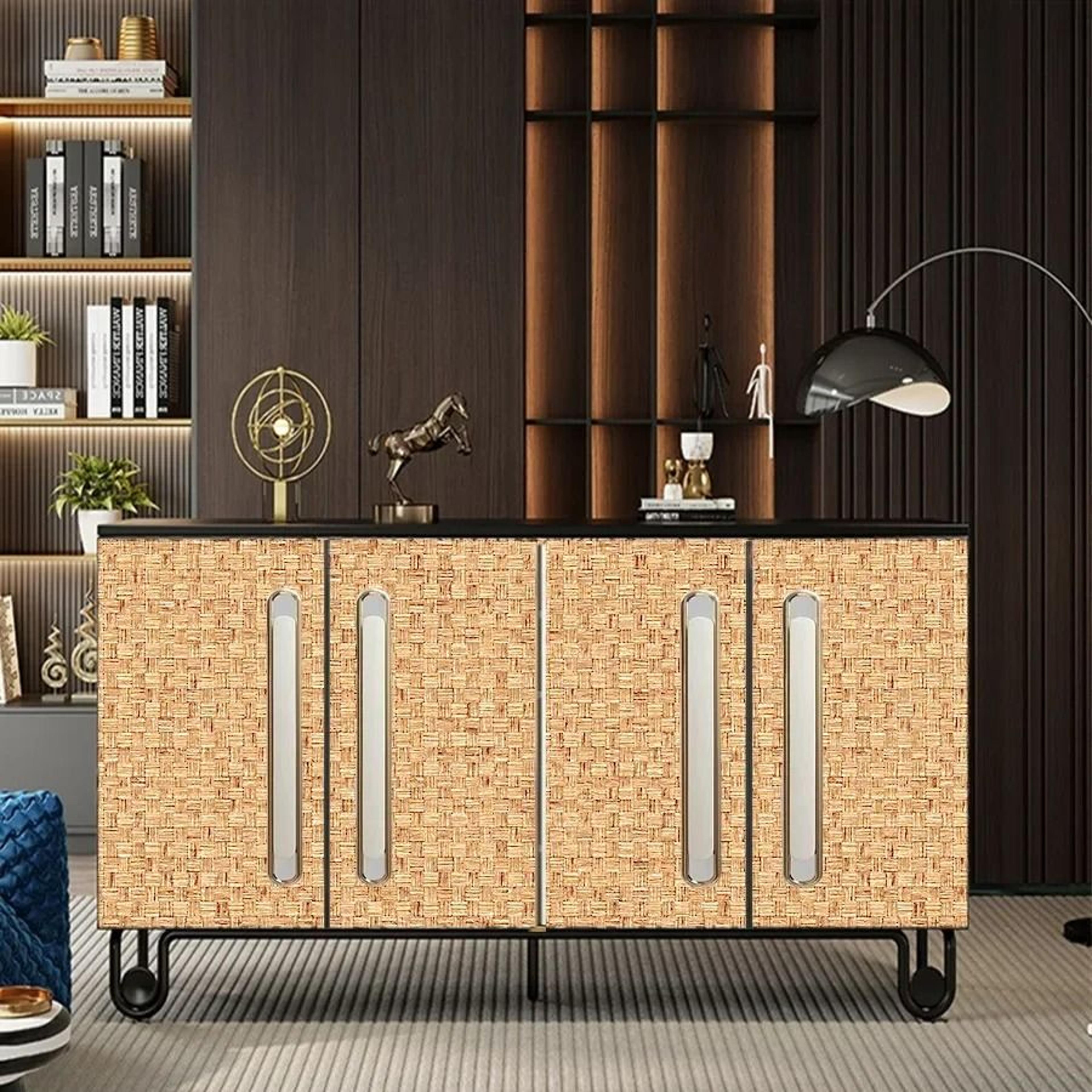 Chinese Style Bamboo Mat Pattern SelfAdhesive PVC Wallpaper 2