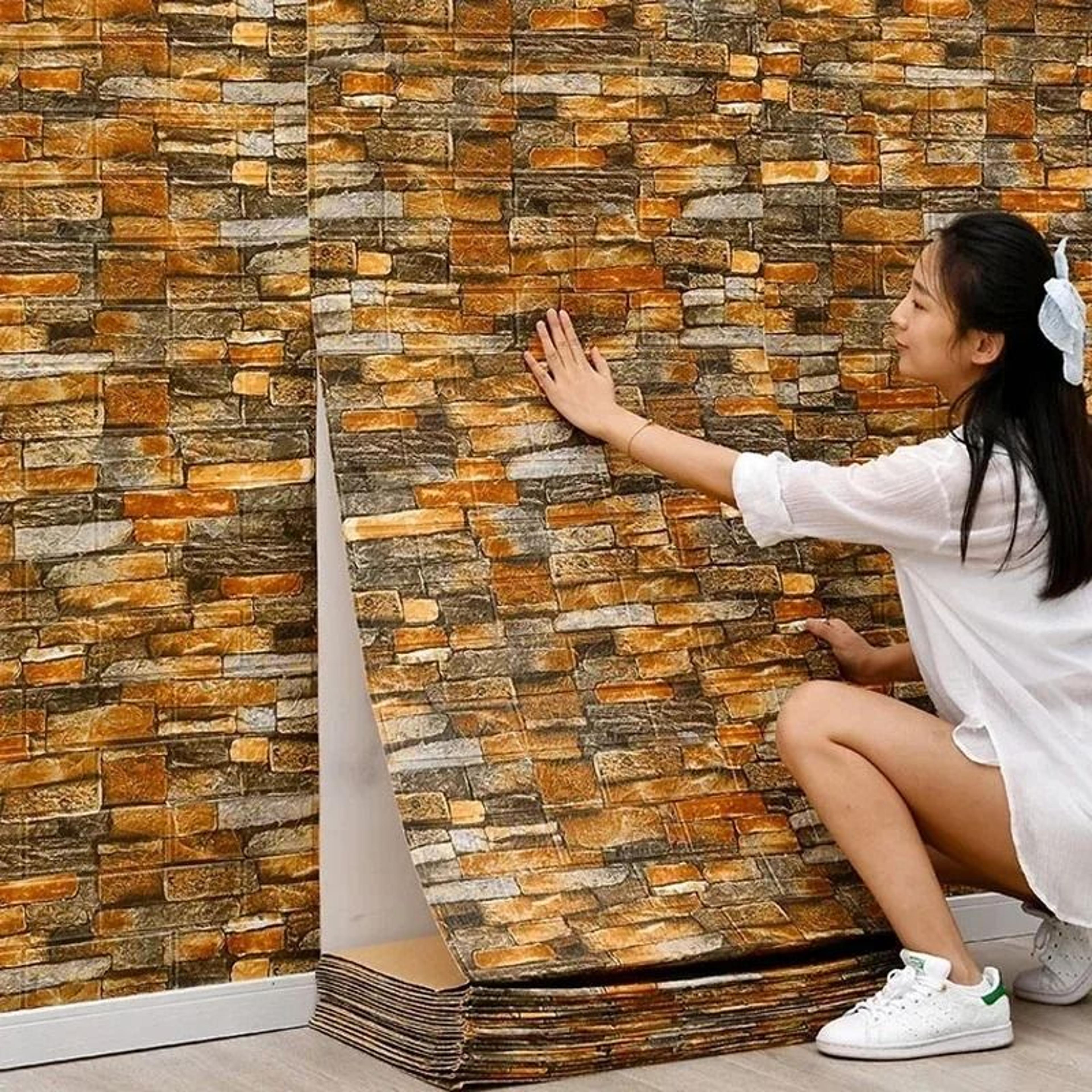 Retro 3D Faux Brick Waterproof SelfAdhesive Wall Sticker Roll 1