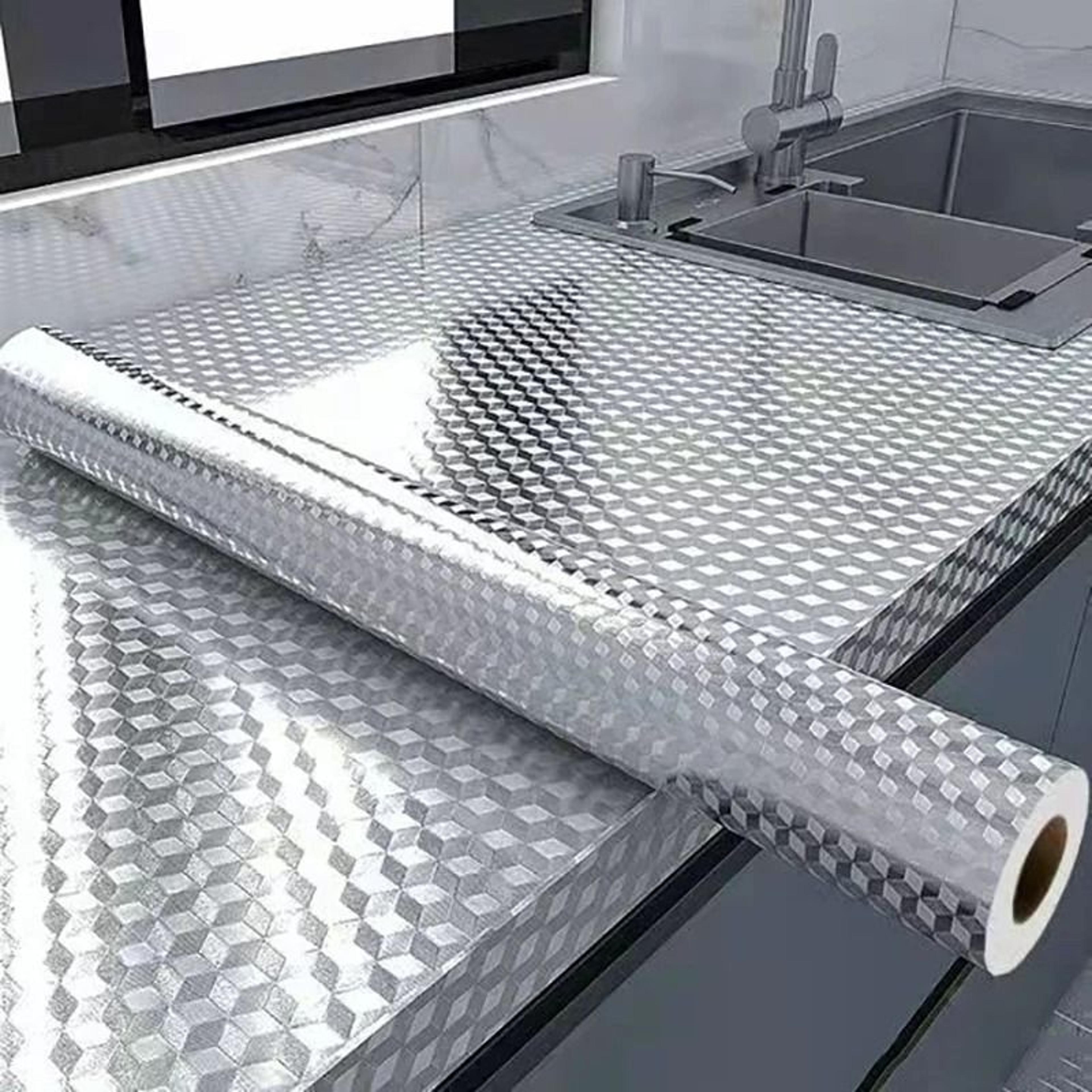 Kitchen Aluminum Foil AntiOil Waterproof SelfAdhesive Wall Sticker Roll 1