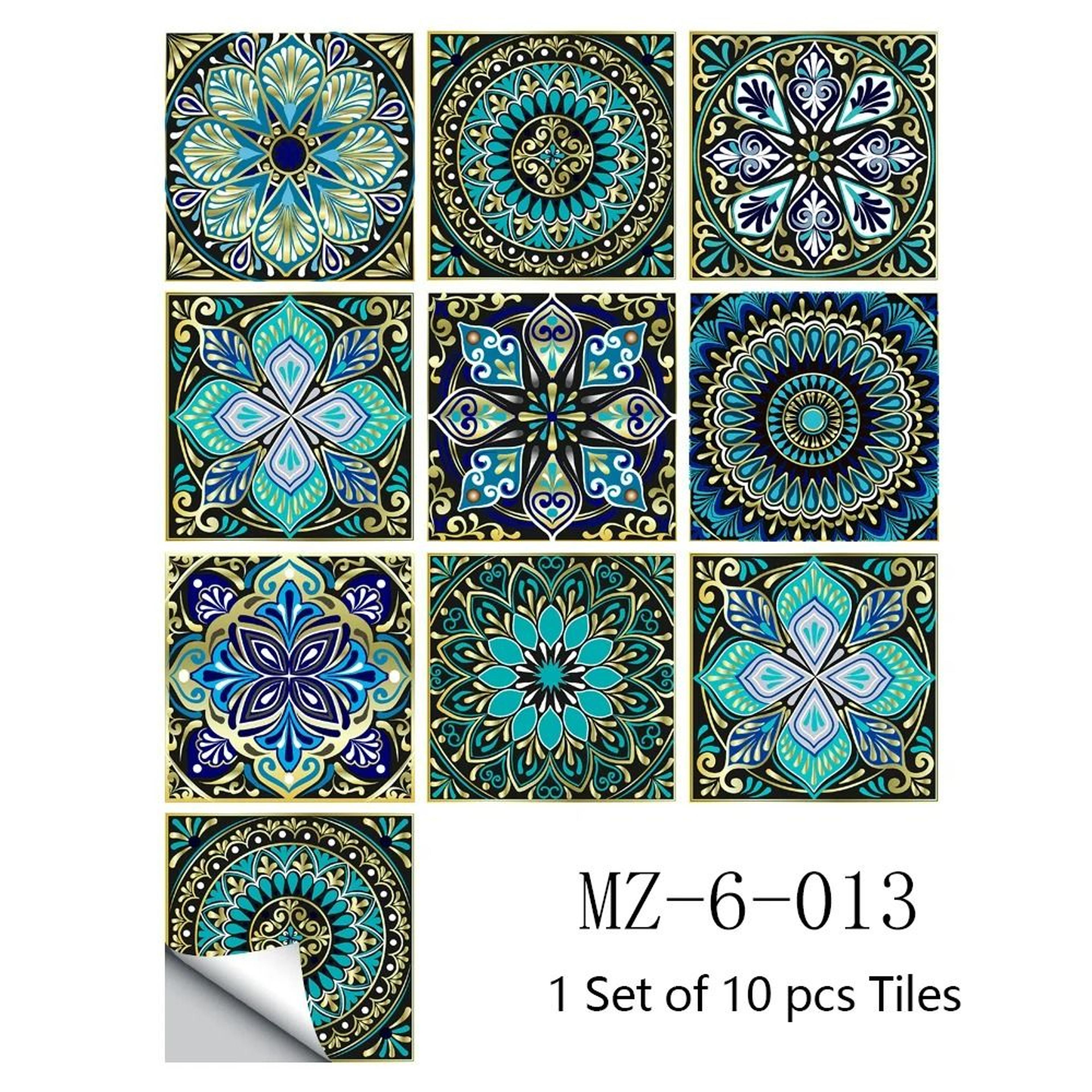 10Pack Mandala Pattern Matte WearResistant Vinyl Tile Stickers 8
