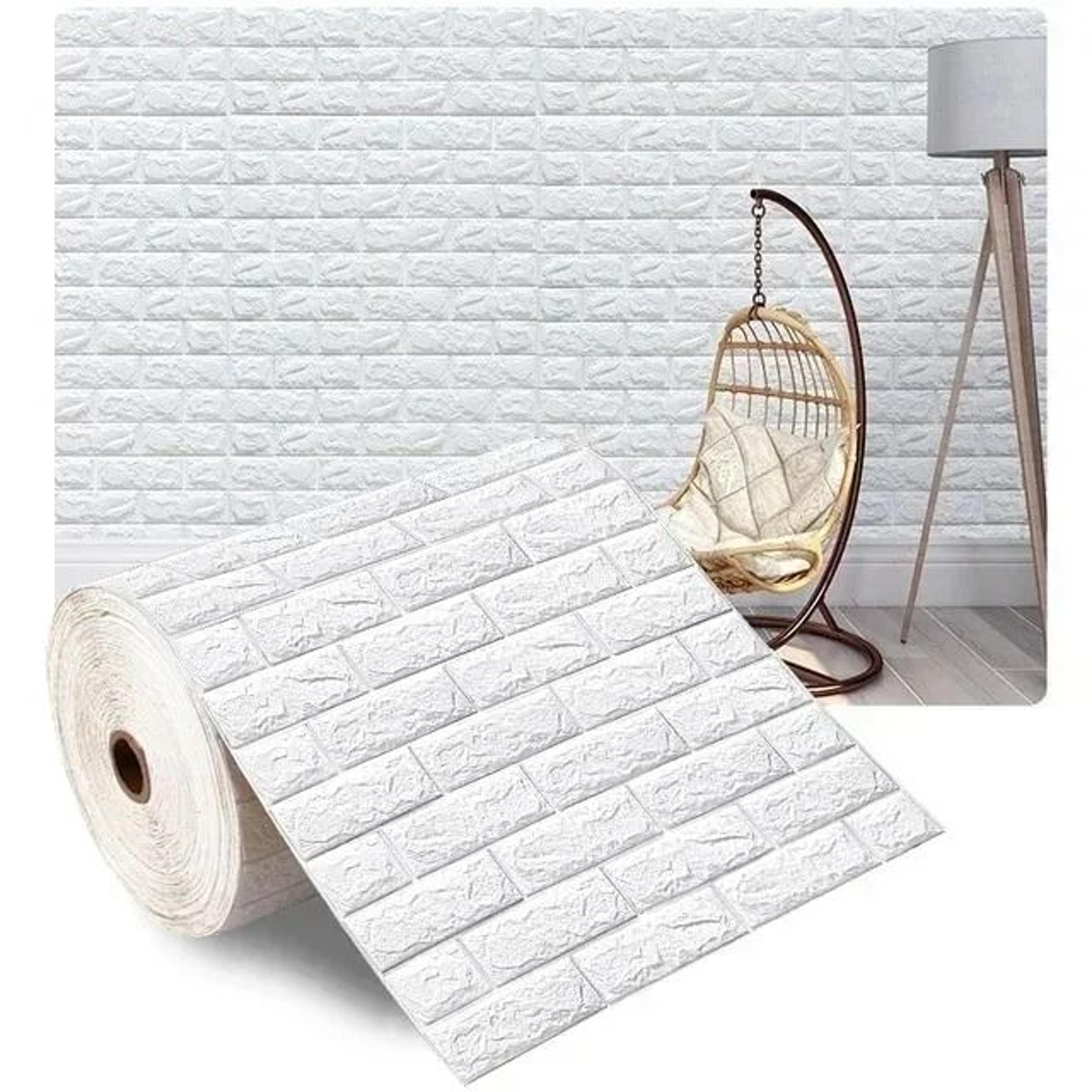 3D Sculpted Brick Foam Waterproof SelfAdhesive Wall Tile Roll 6
