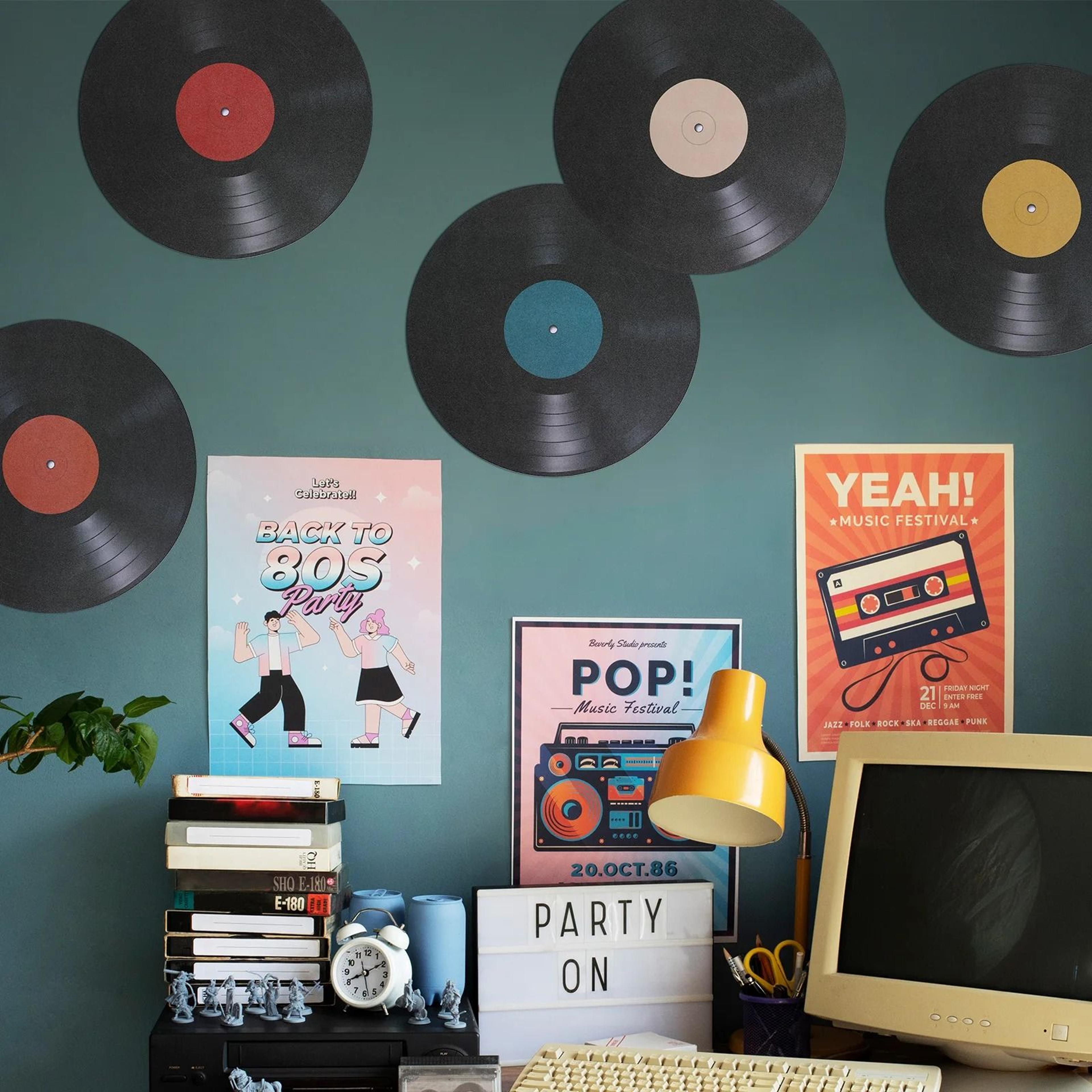 8Pack Retro Vinyl Record Wall Sticker Decals 1