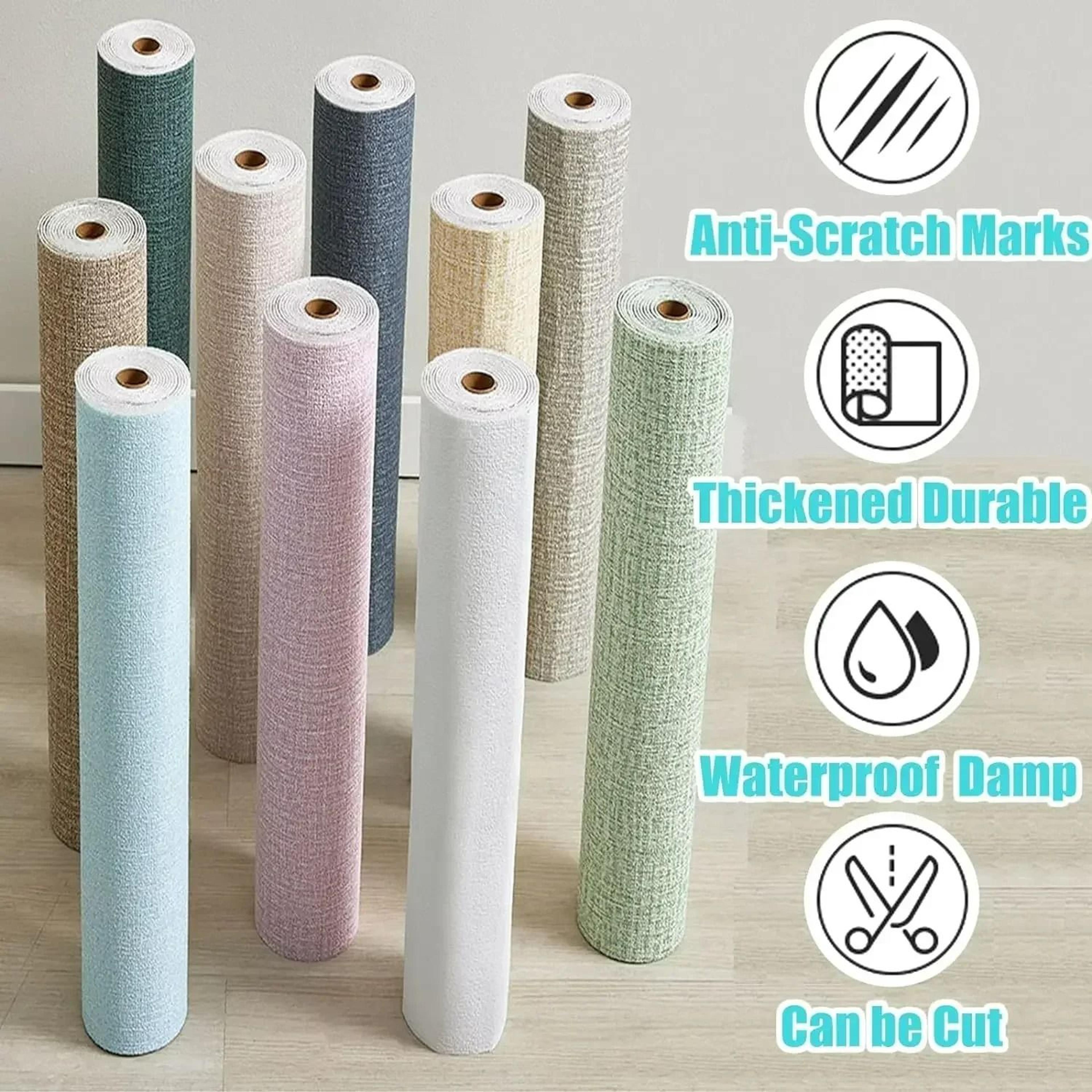 3D Linen Textured Thickened SelfAdhesive Waterproof Wallpaper Roll 3