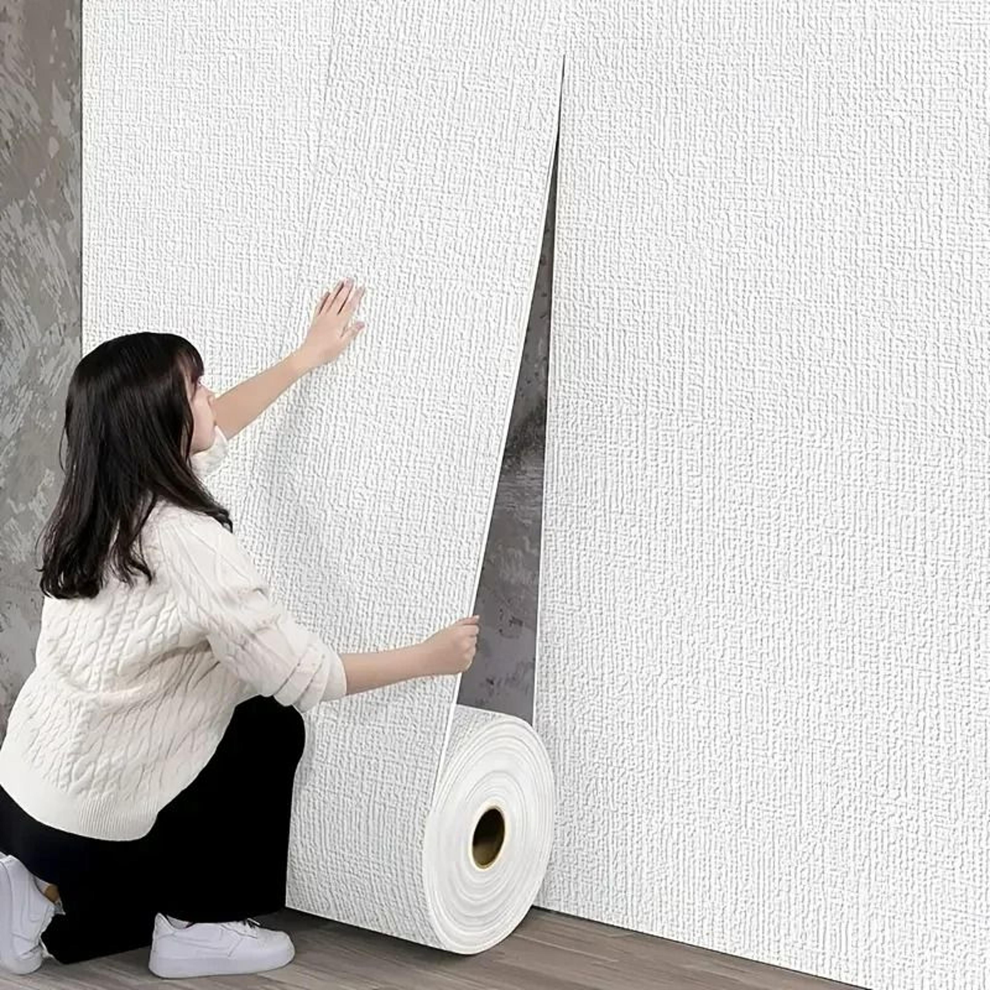 Colorful 3D Foam Linen Textured Waterproof SelfAdhesive Wallpaper 1