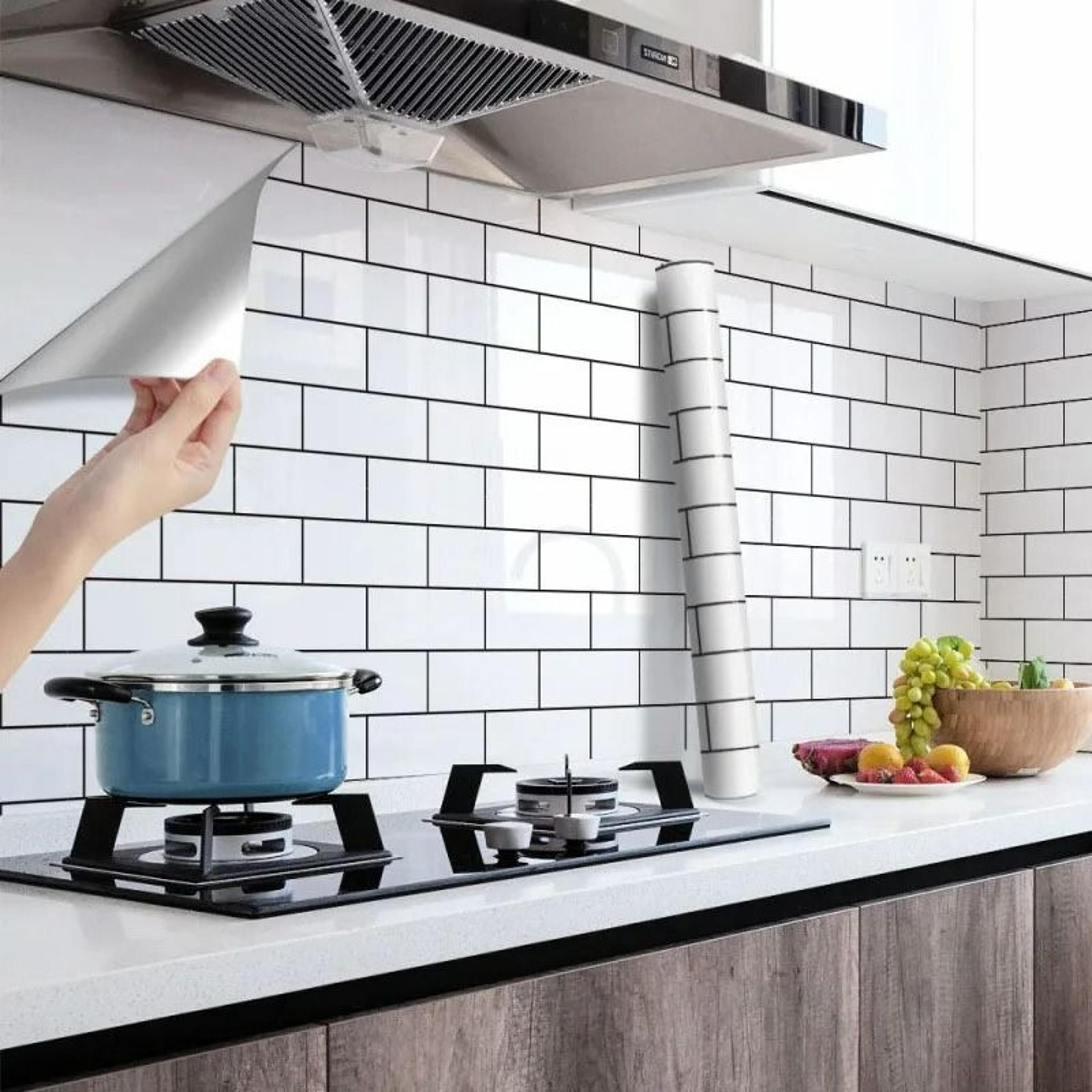 modern white brick waterproof & oil-proof kitchen contact paper roll