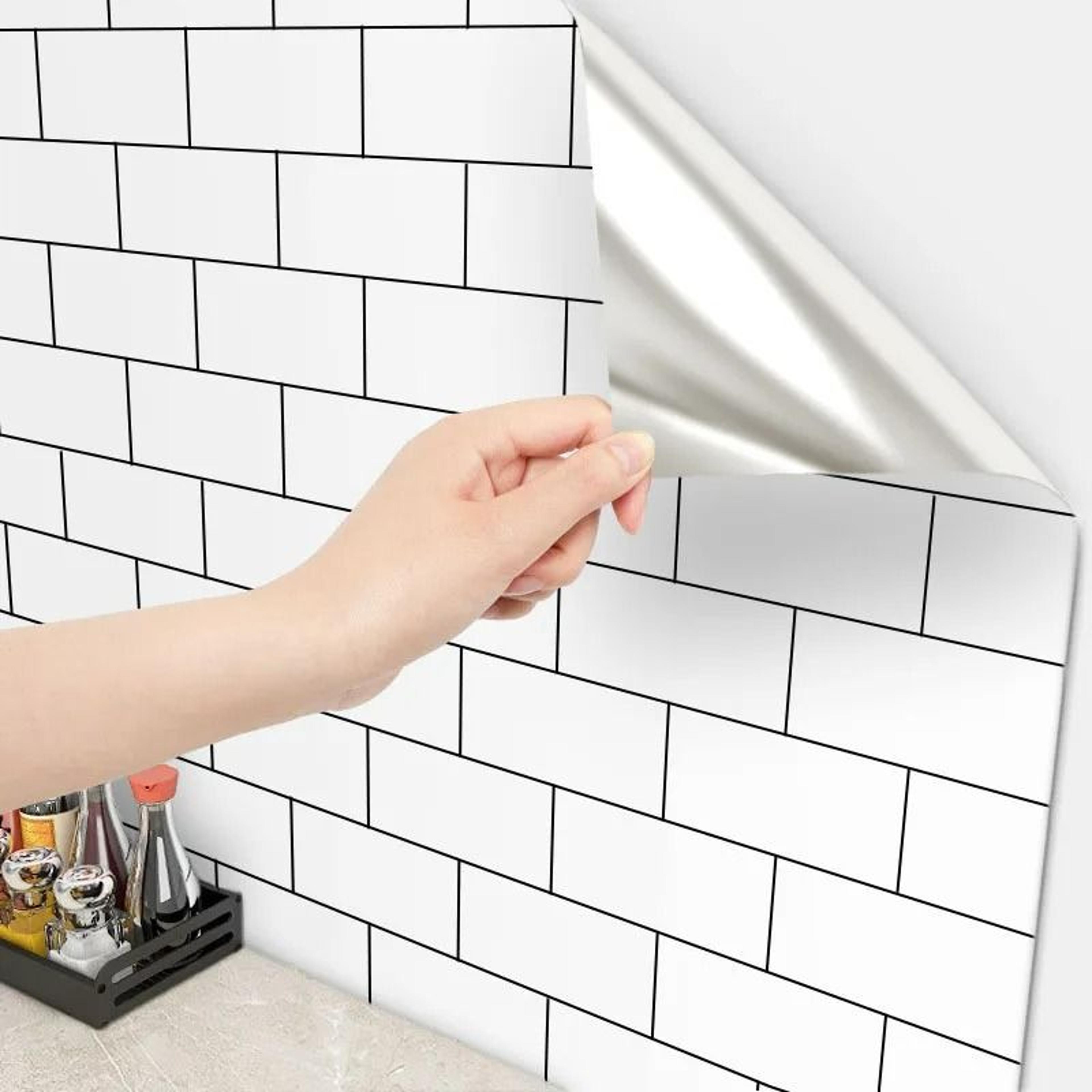 Modern White Brick Waterproof  OilProof Kitchen Contact Paper Roll 5