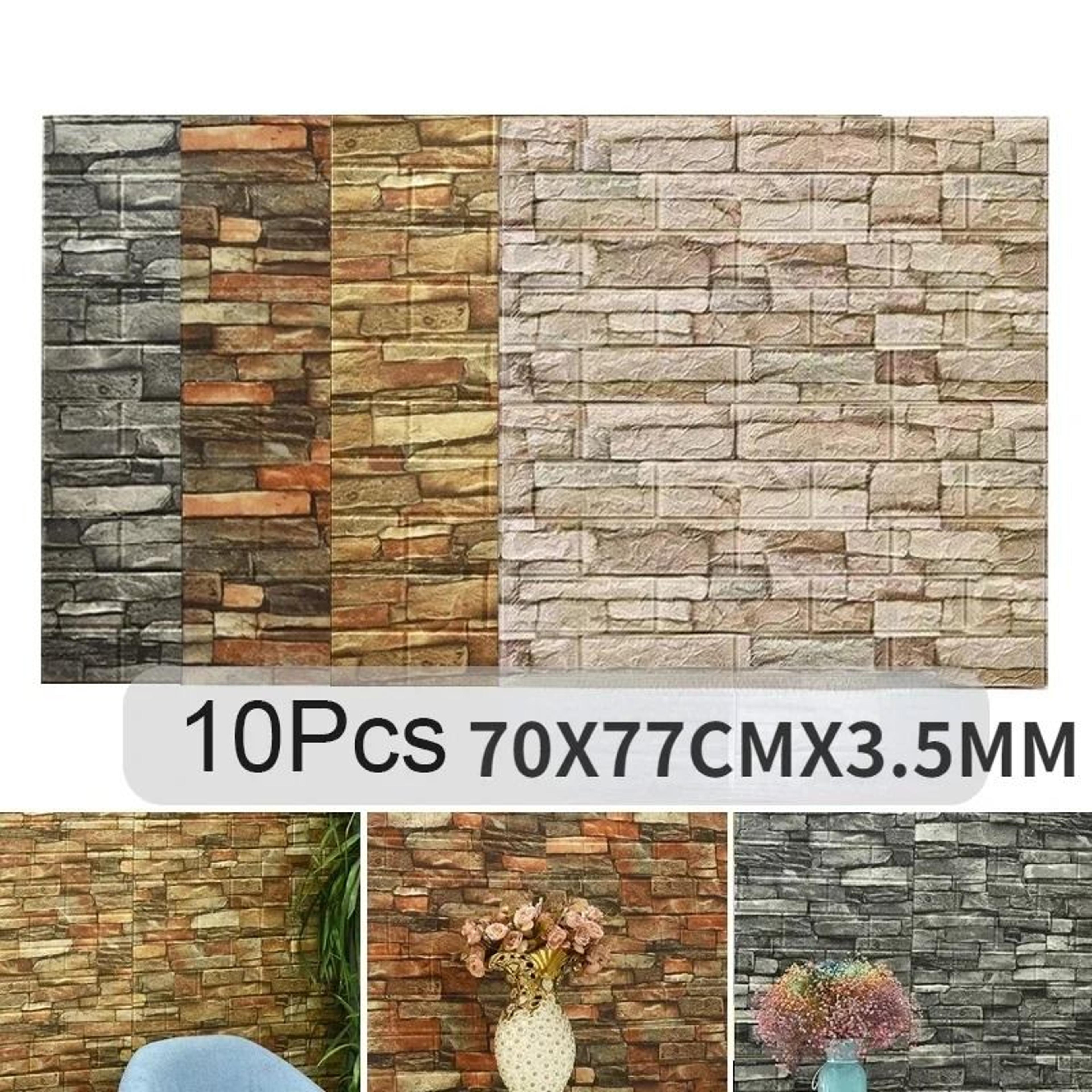 10Pack 3D Foam Brick Waterproof SelfAdhesive Wall Stickers 1