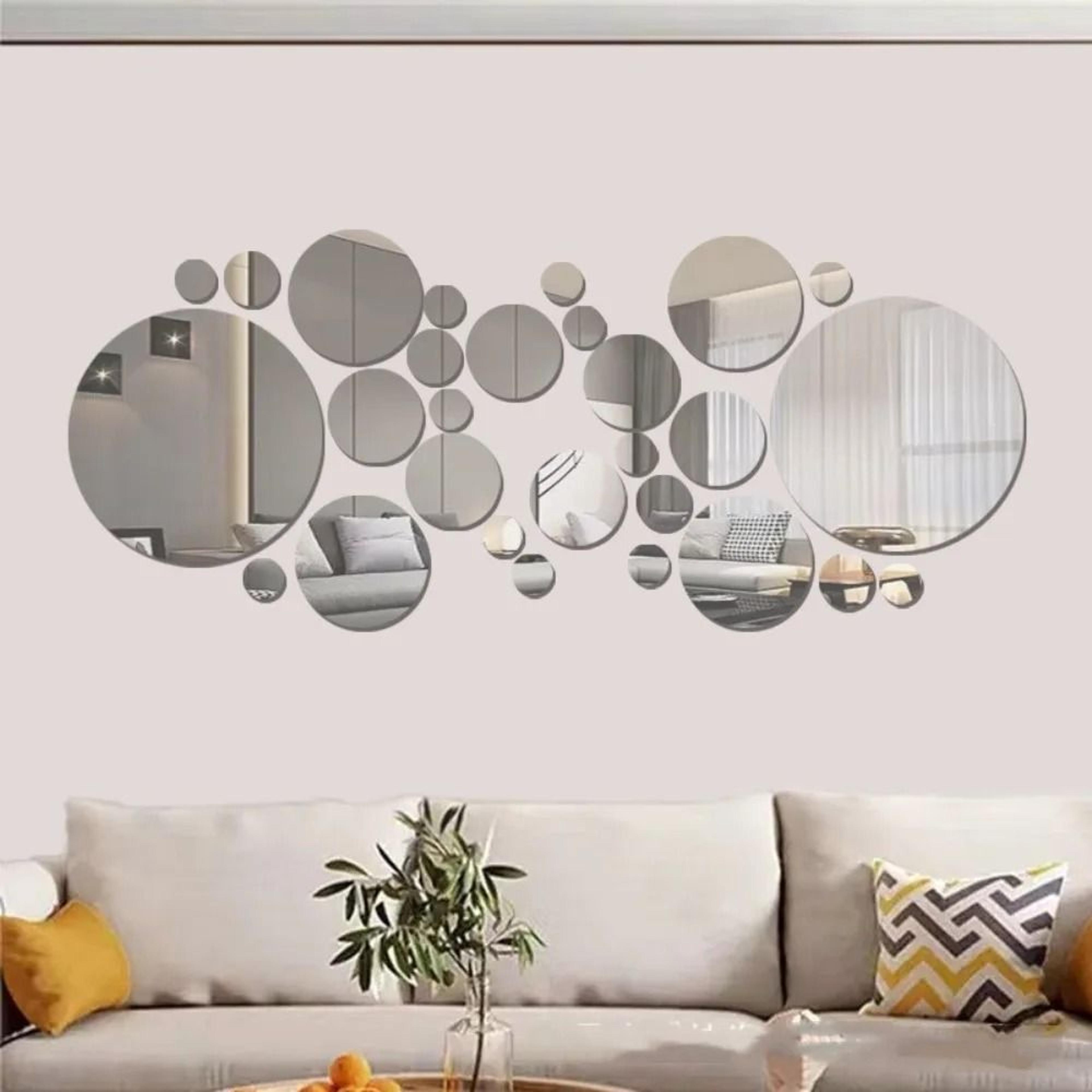 32Piece Modern 3D Circle Mirror Wall Sticker Set 1