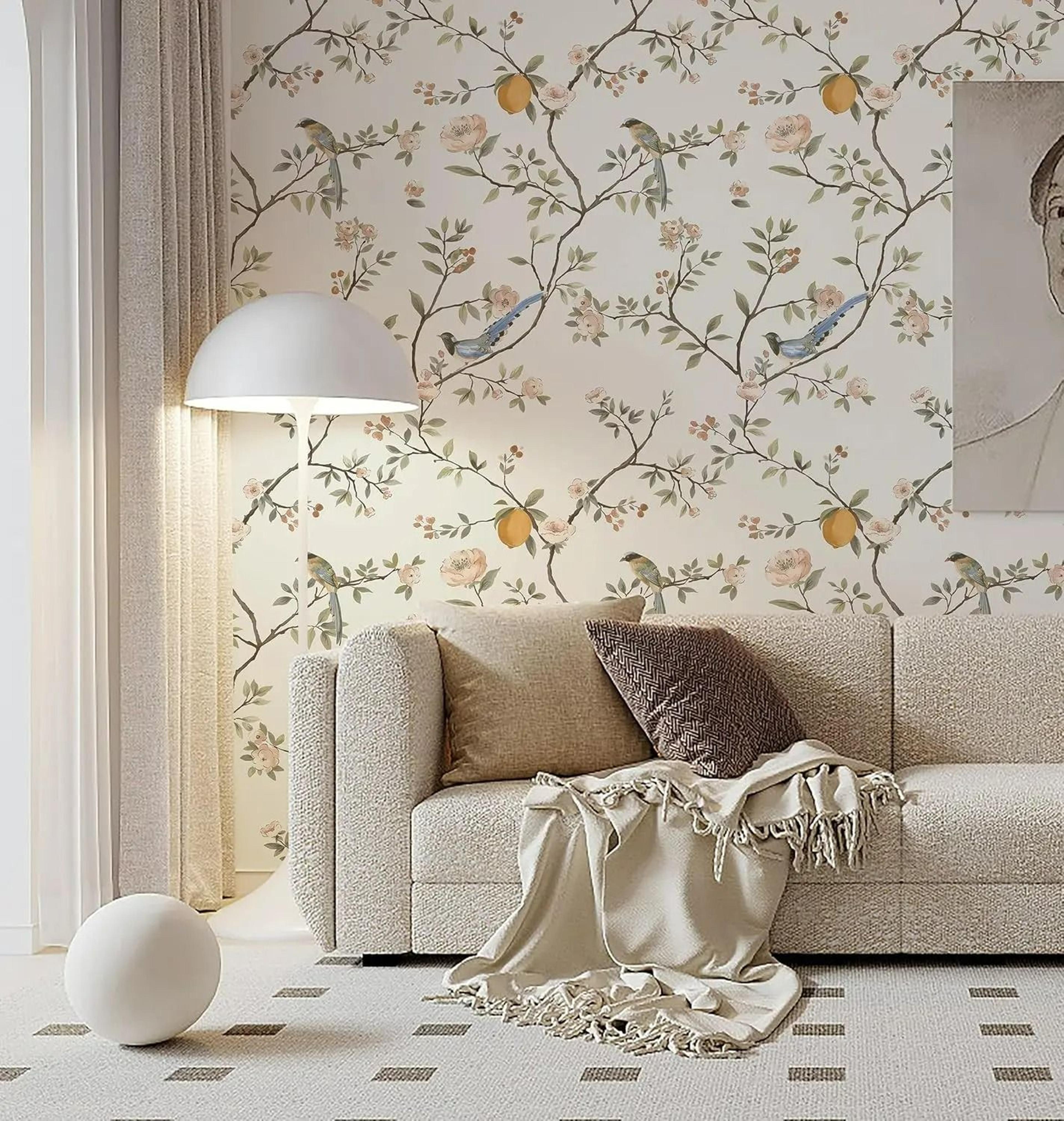 Floral Birds Peel And Stick Wallpaper Roll 2