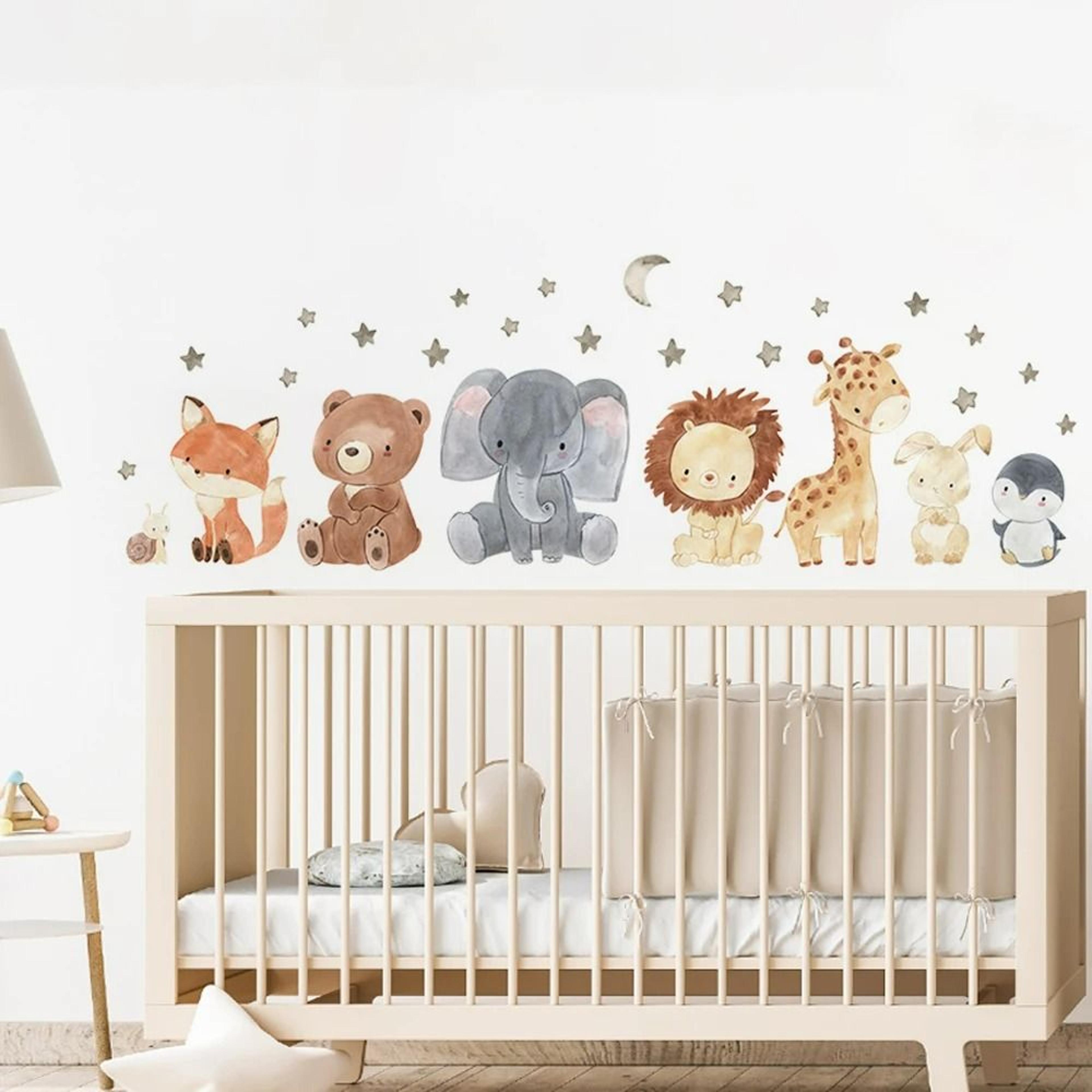 Watercolor Cartoon Cute African Animals Wall Stickers 2