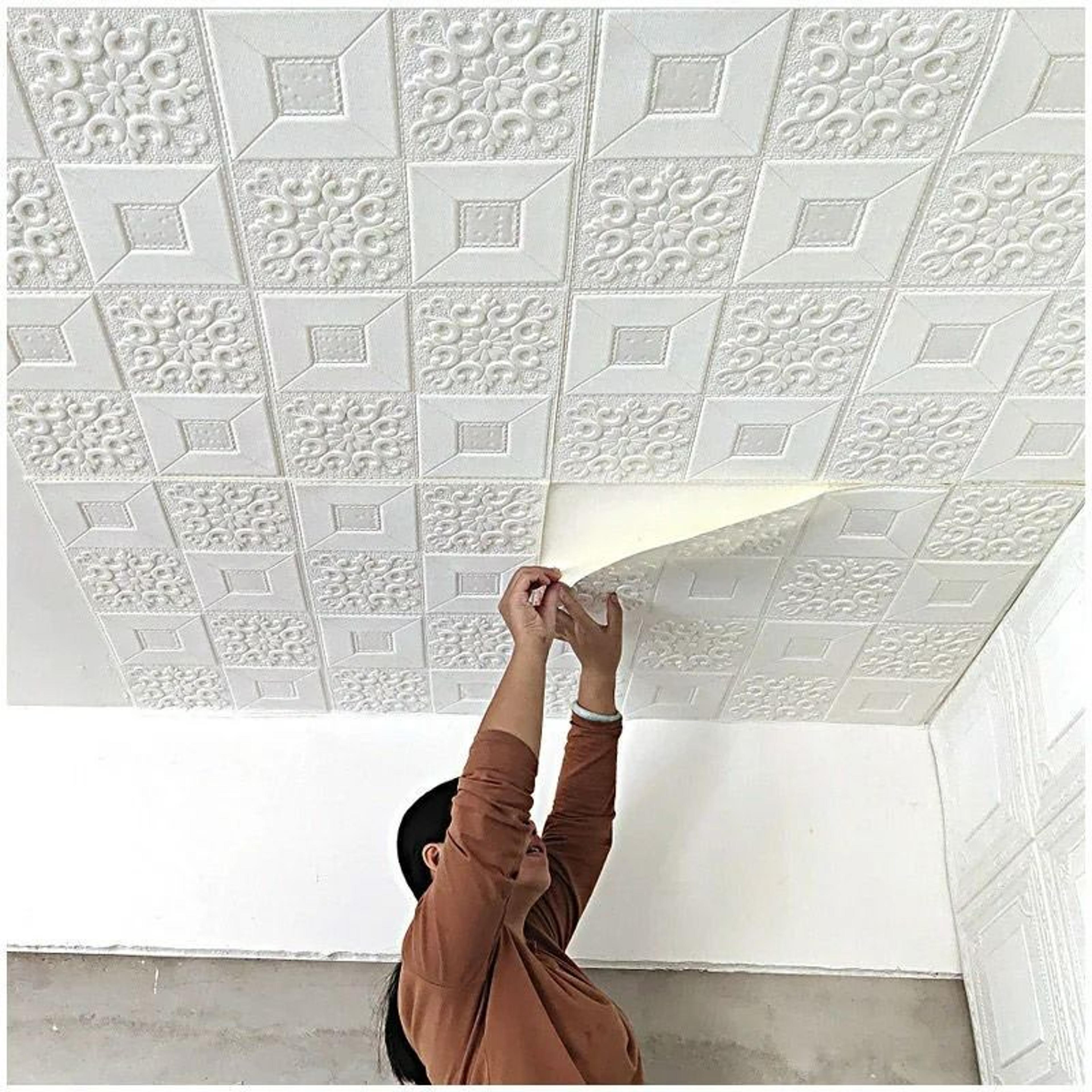 Waterproof 3D Stereo Roof  Ceiling SelfAdhesive Wallpaper Roll 4