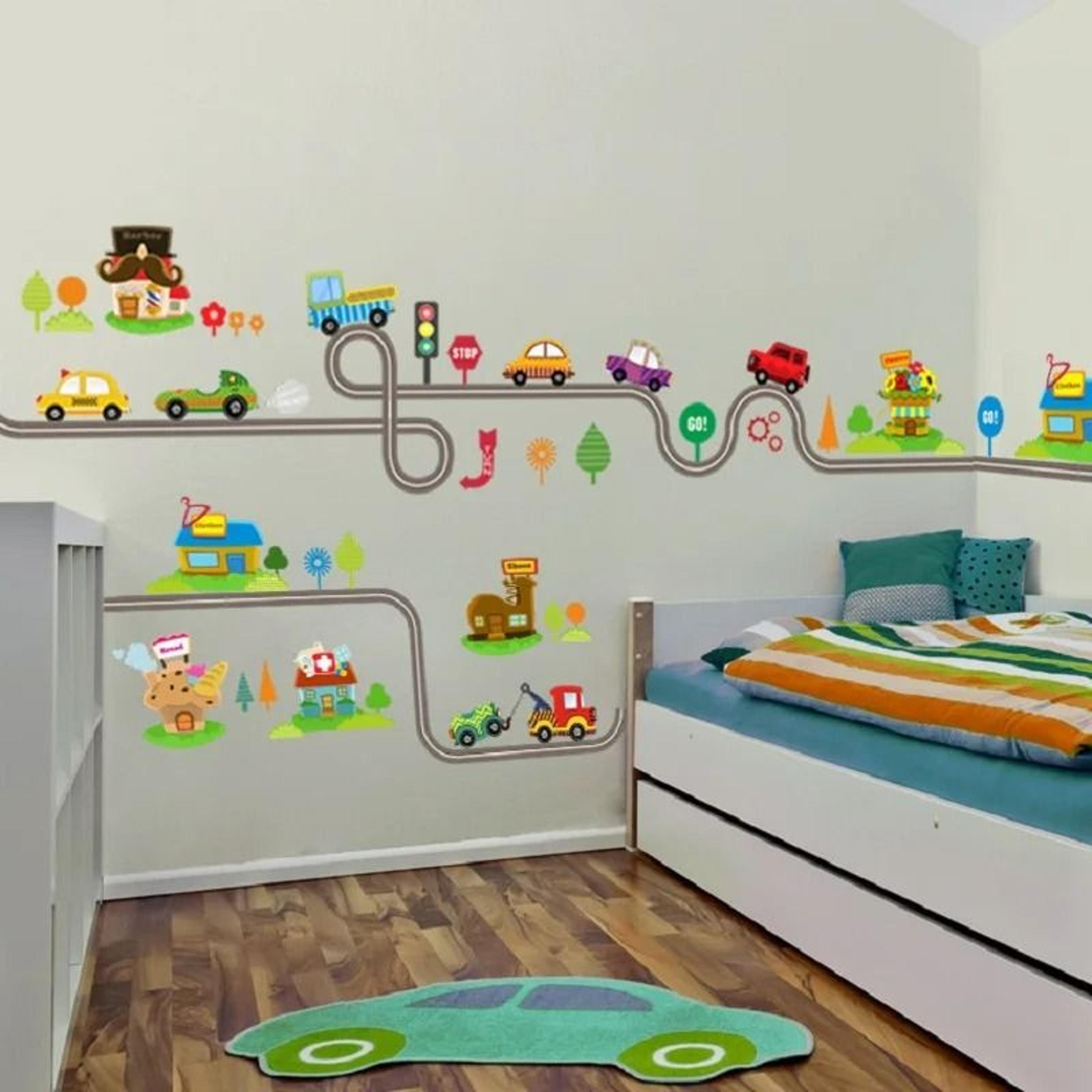 Cartoon Highway Track  Cars Vinyl Wall Decal Set 1