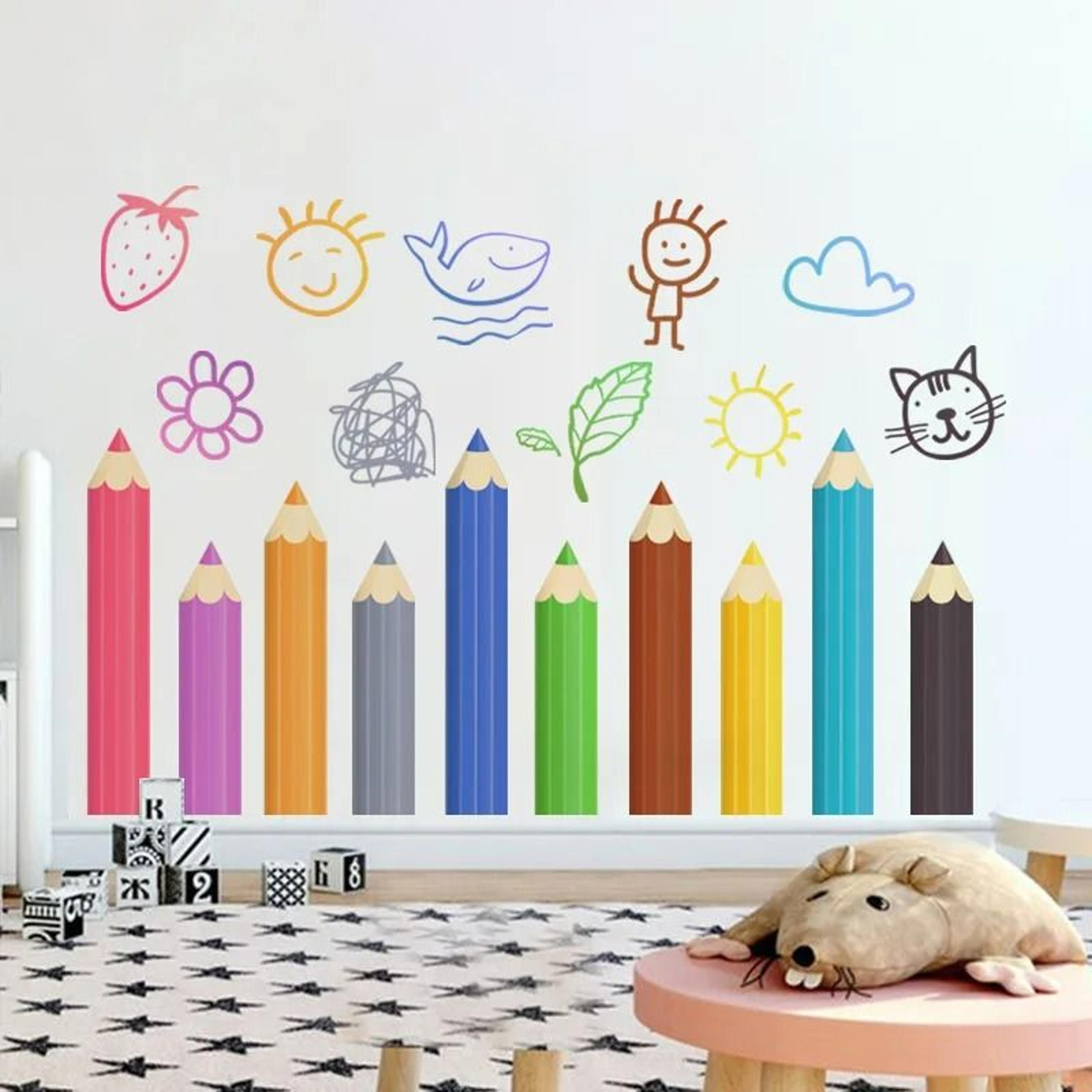 Yaya Language Cartoon Colored Pencil Wall Sticker 4