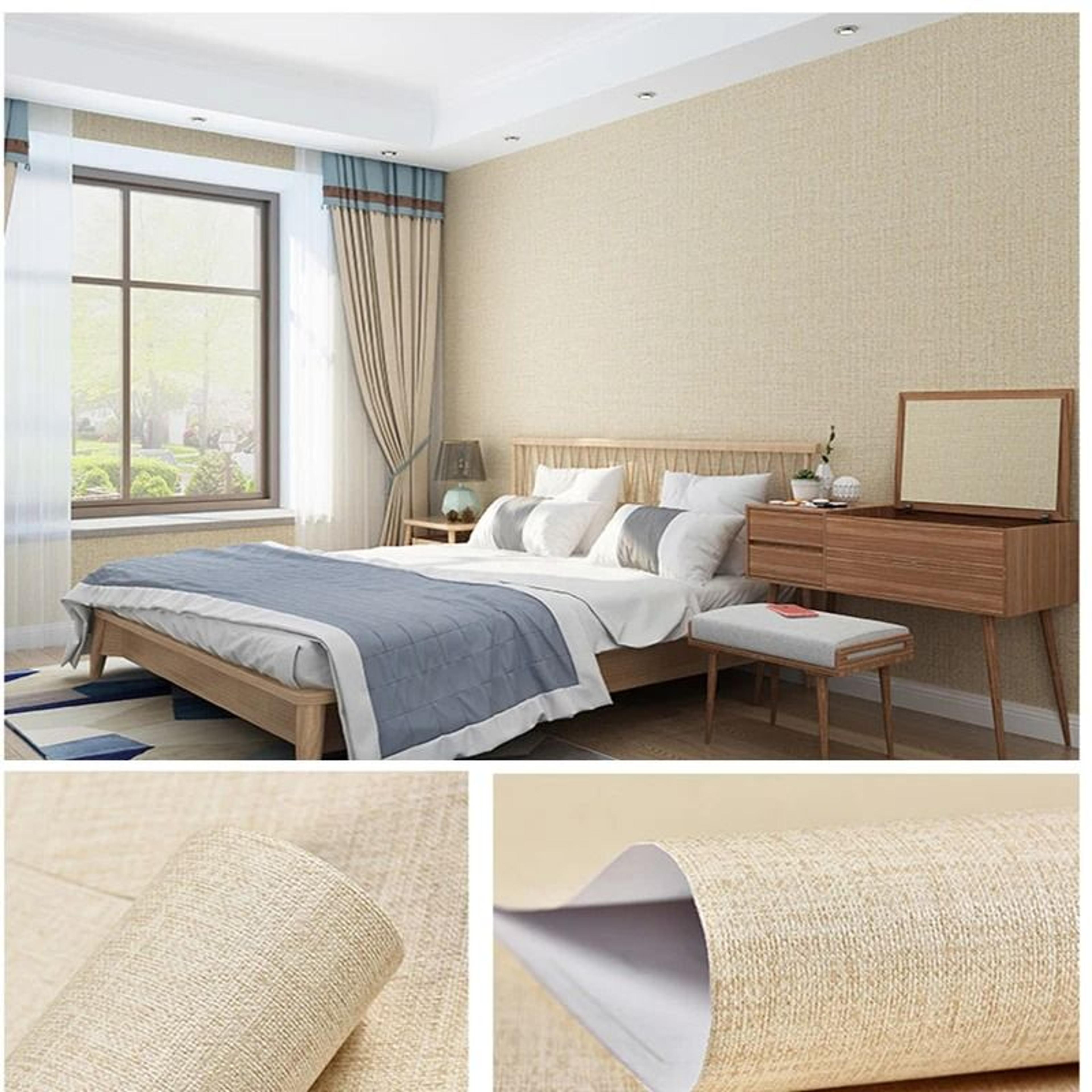 Waterproof Solid Color Linen Textured SelfAdhesive Wallpaper 3