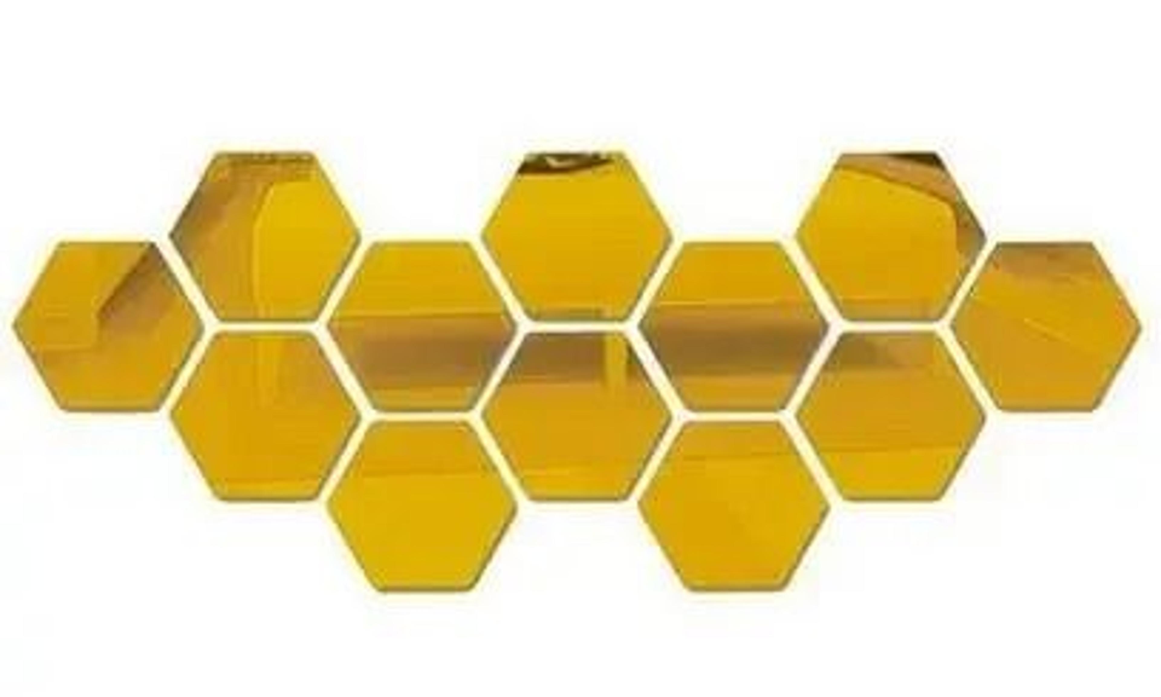 12Piece 3D Acrylic Mirror Hexagonal Wall Sticker Set 9