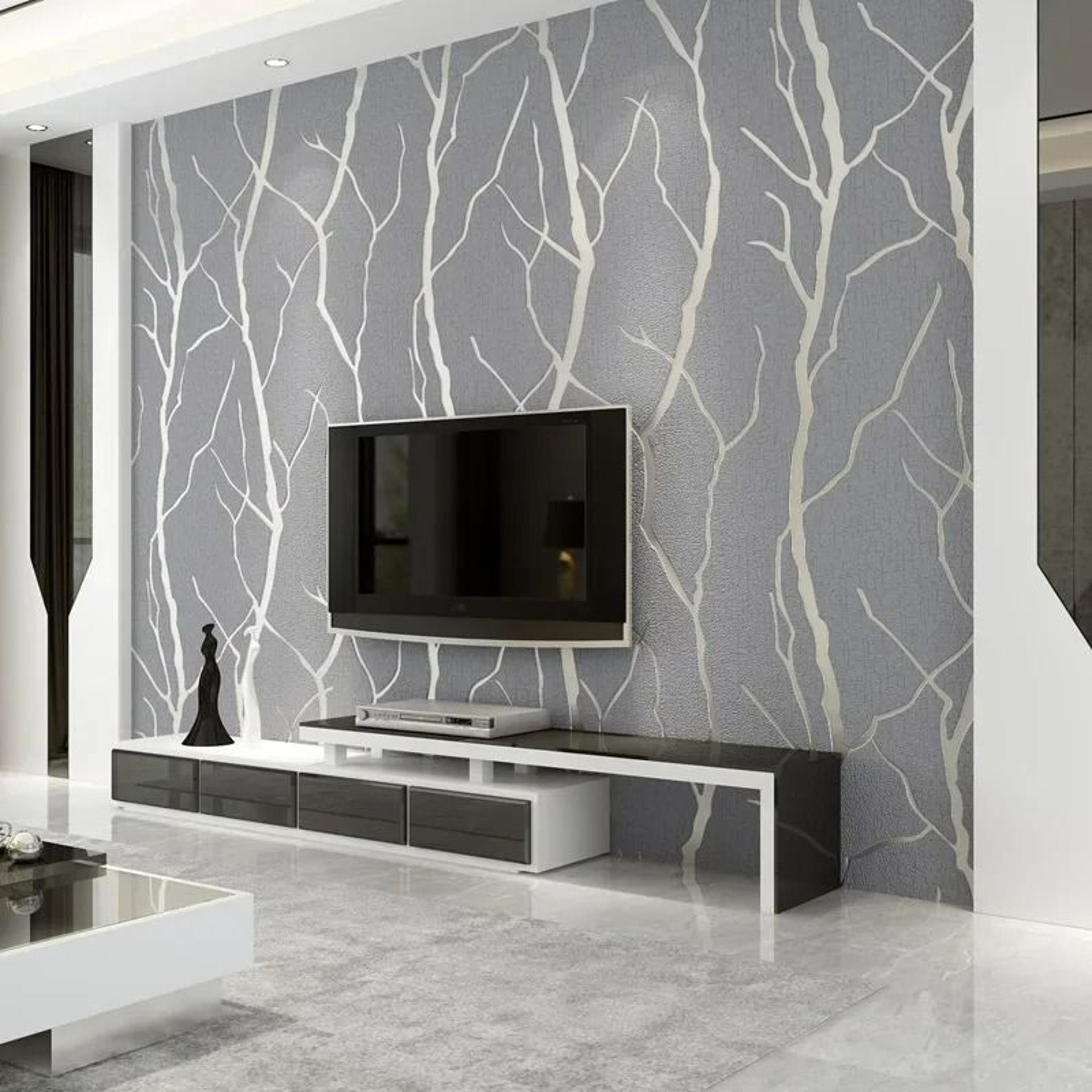 Modern Minimalist Line Deerskin Velvet NonWoven Wallpaper Roll 1