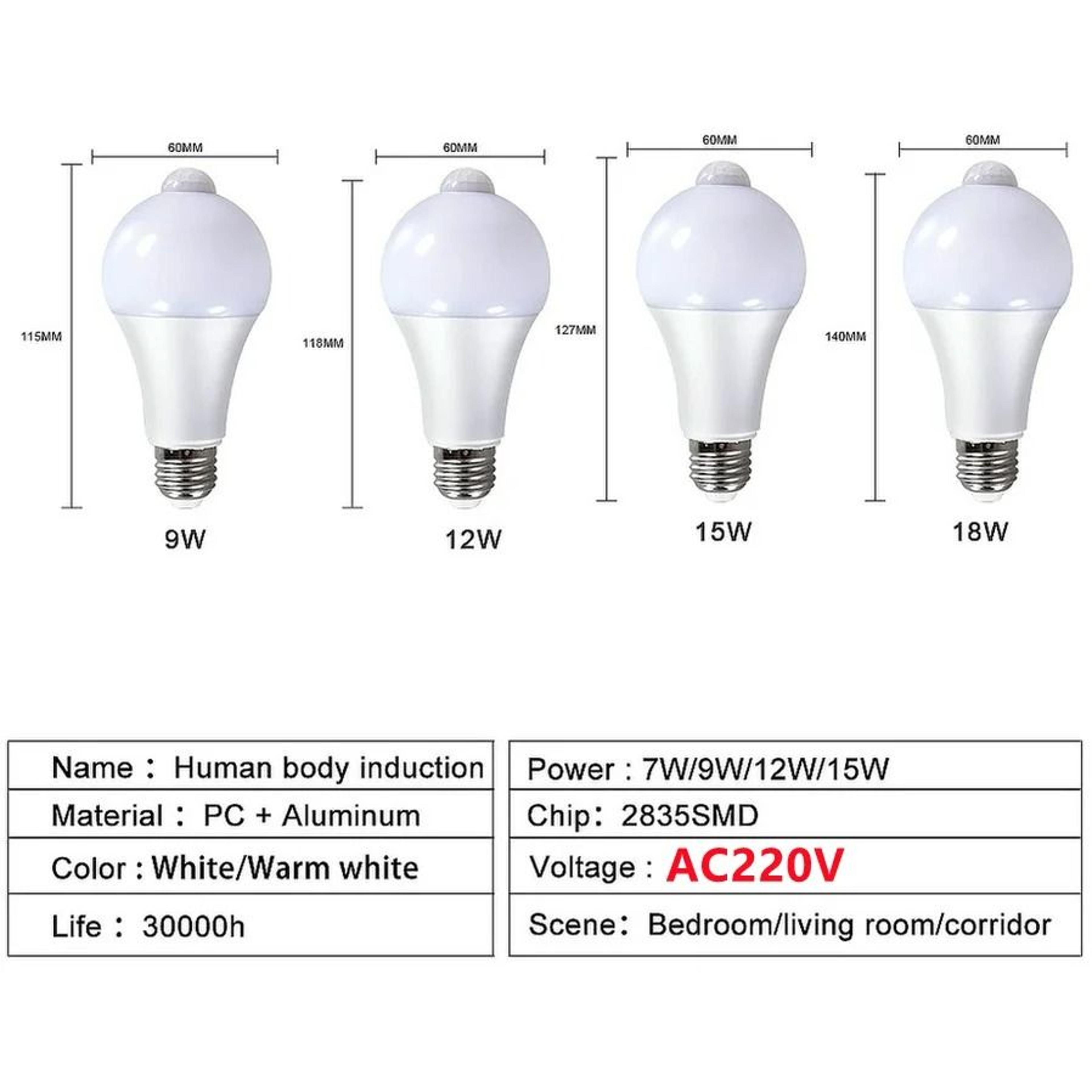 Smart E27 PIR Motion Sensor LED Light Bulb 4