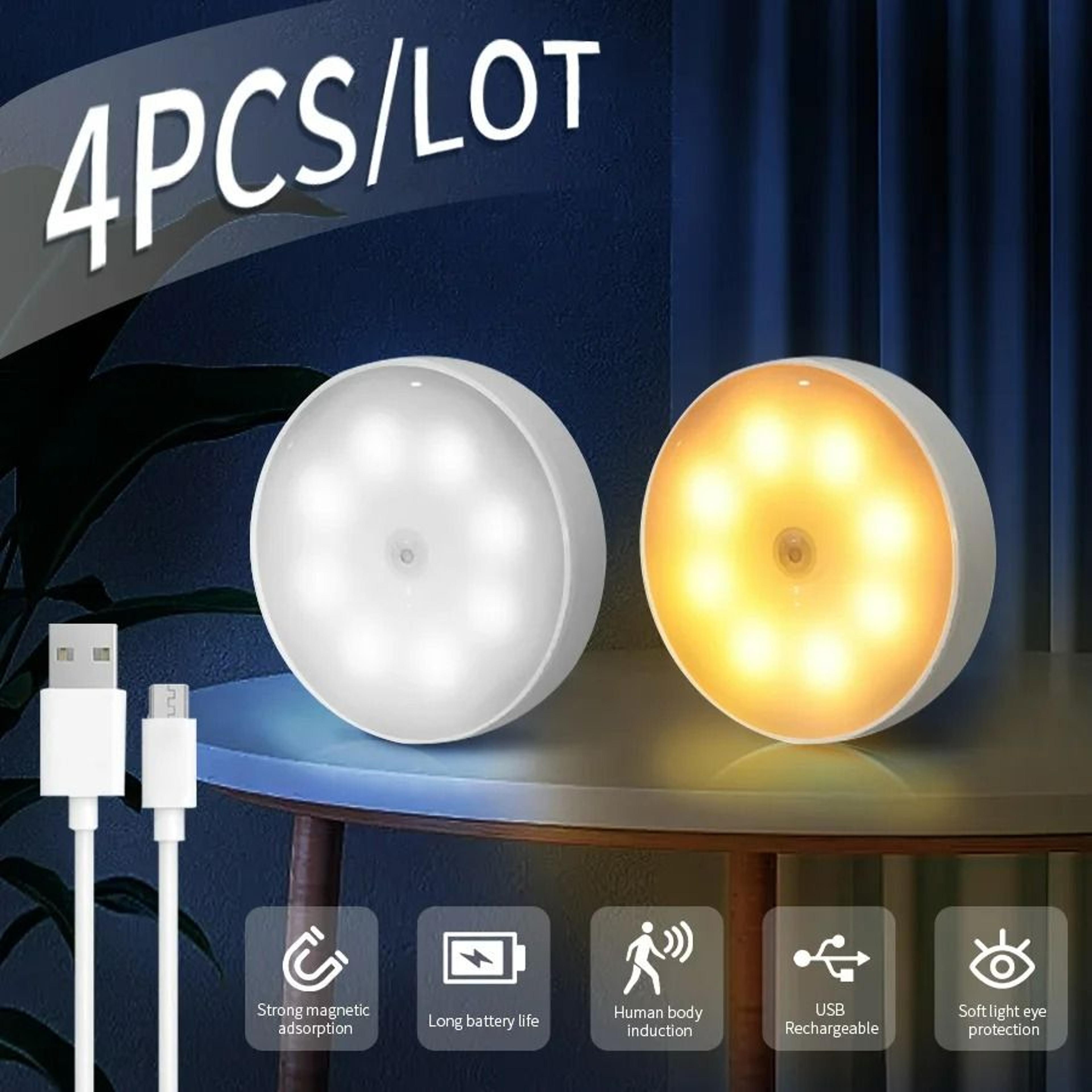 4Pack USB Rechargeable Motion Sensor LED Night Lights 0