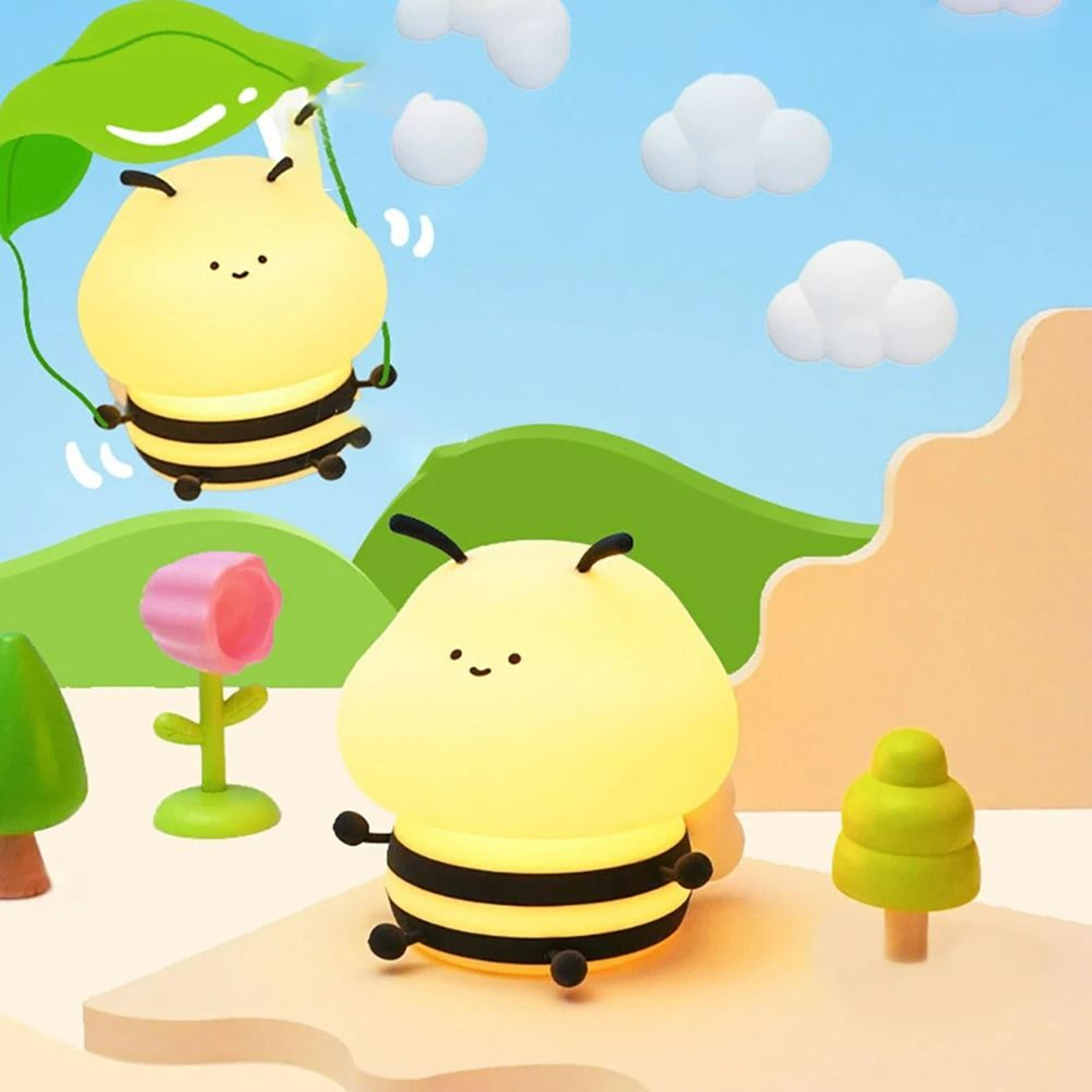 cute cartoon little bee silicone led night light
