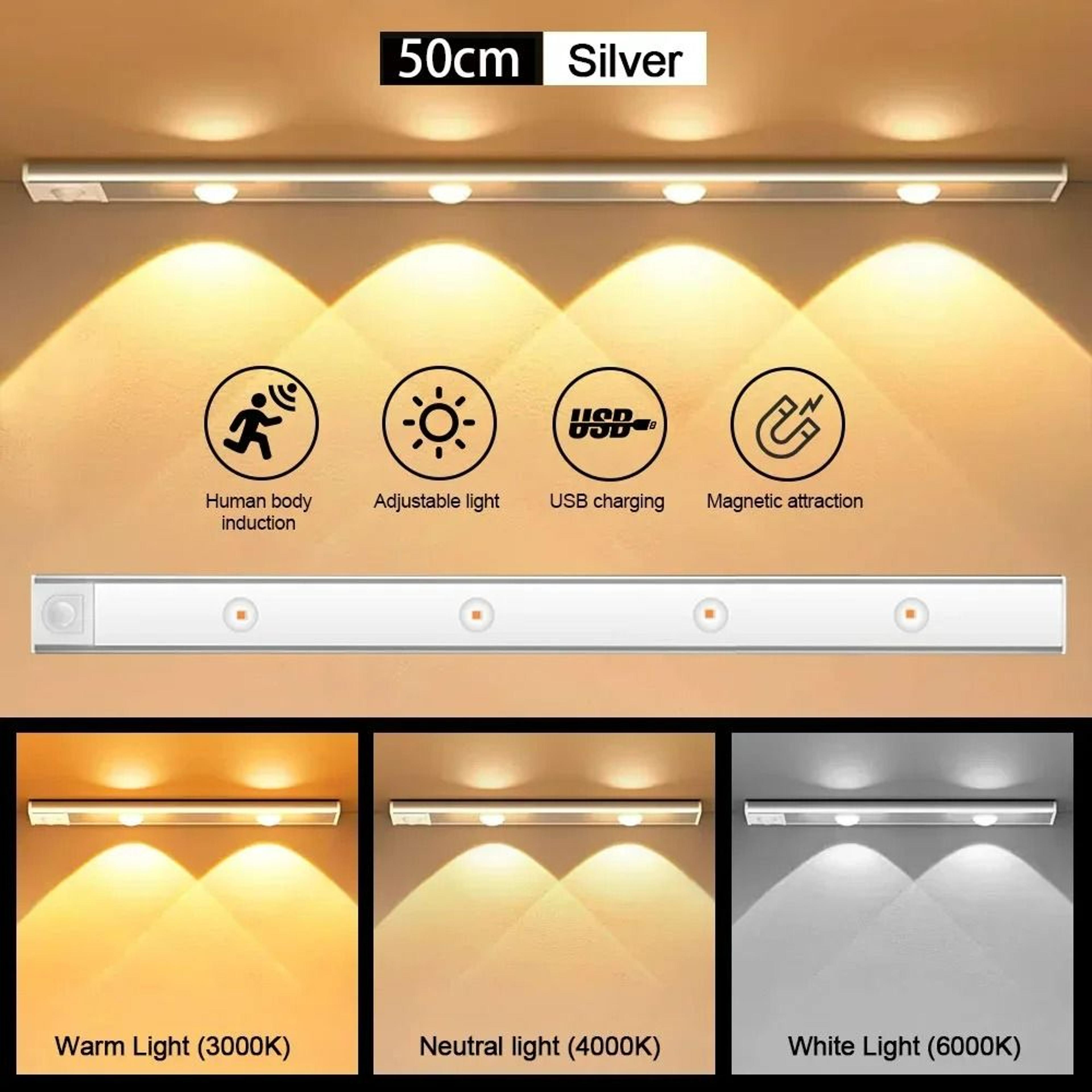 WhiteBlack 3Color Motion Sensor LED Cabinet Light Bar 5