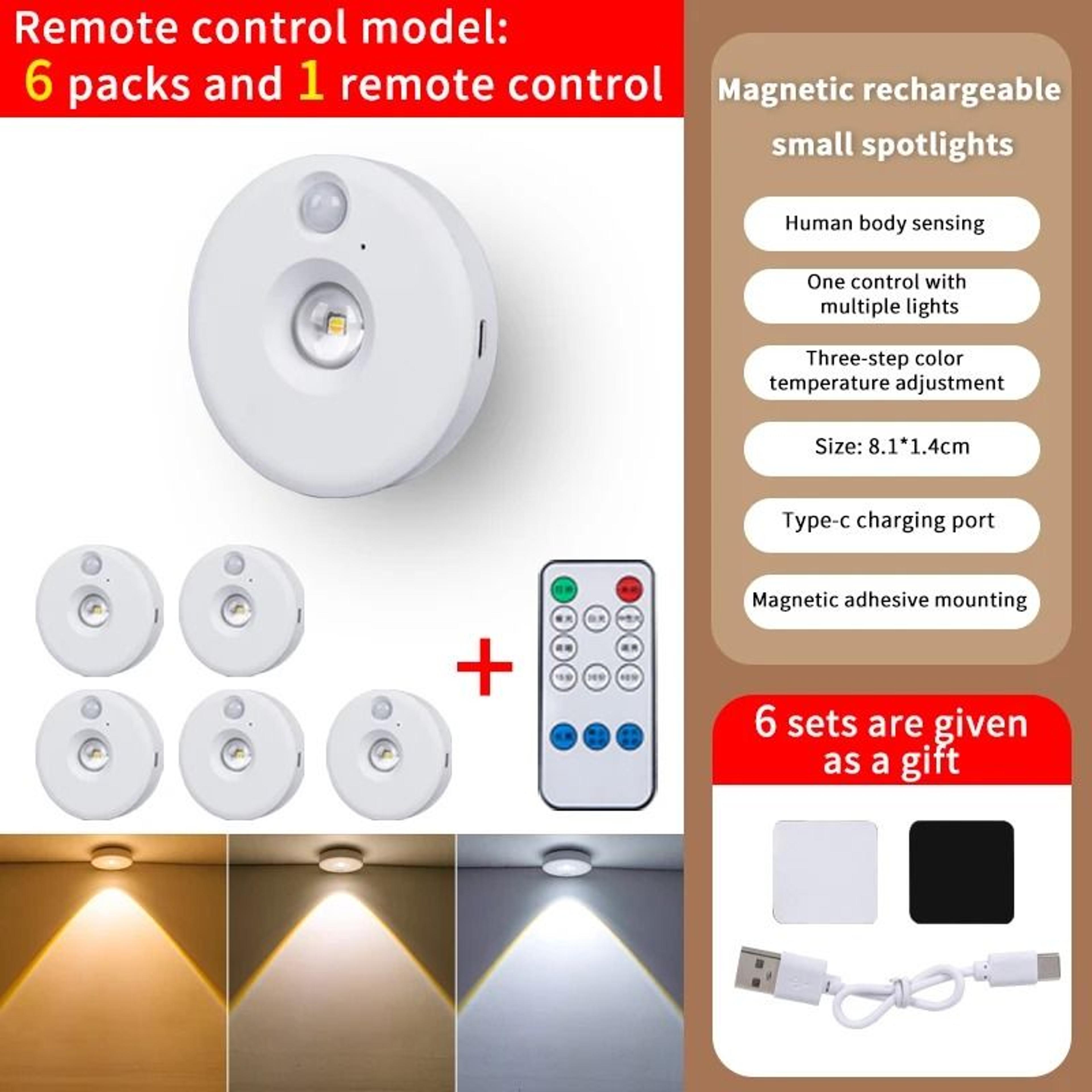 6Piece 3in1 Motion Sensor LED Spotlight Pack 6