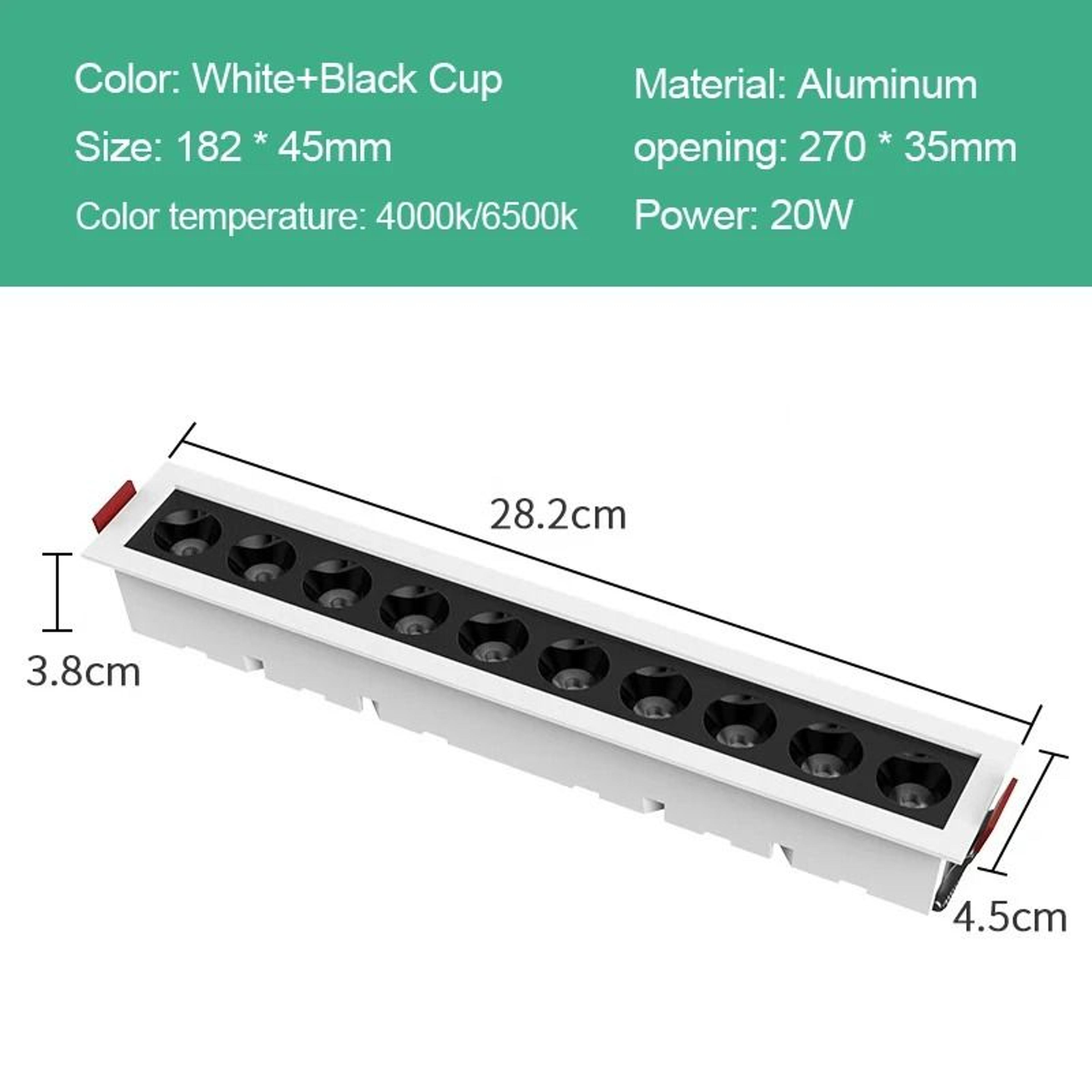 Embedded Recessed LED Grille Line Light Spotlight 8
