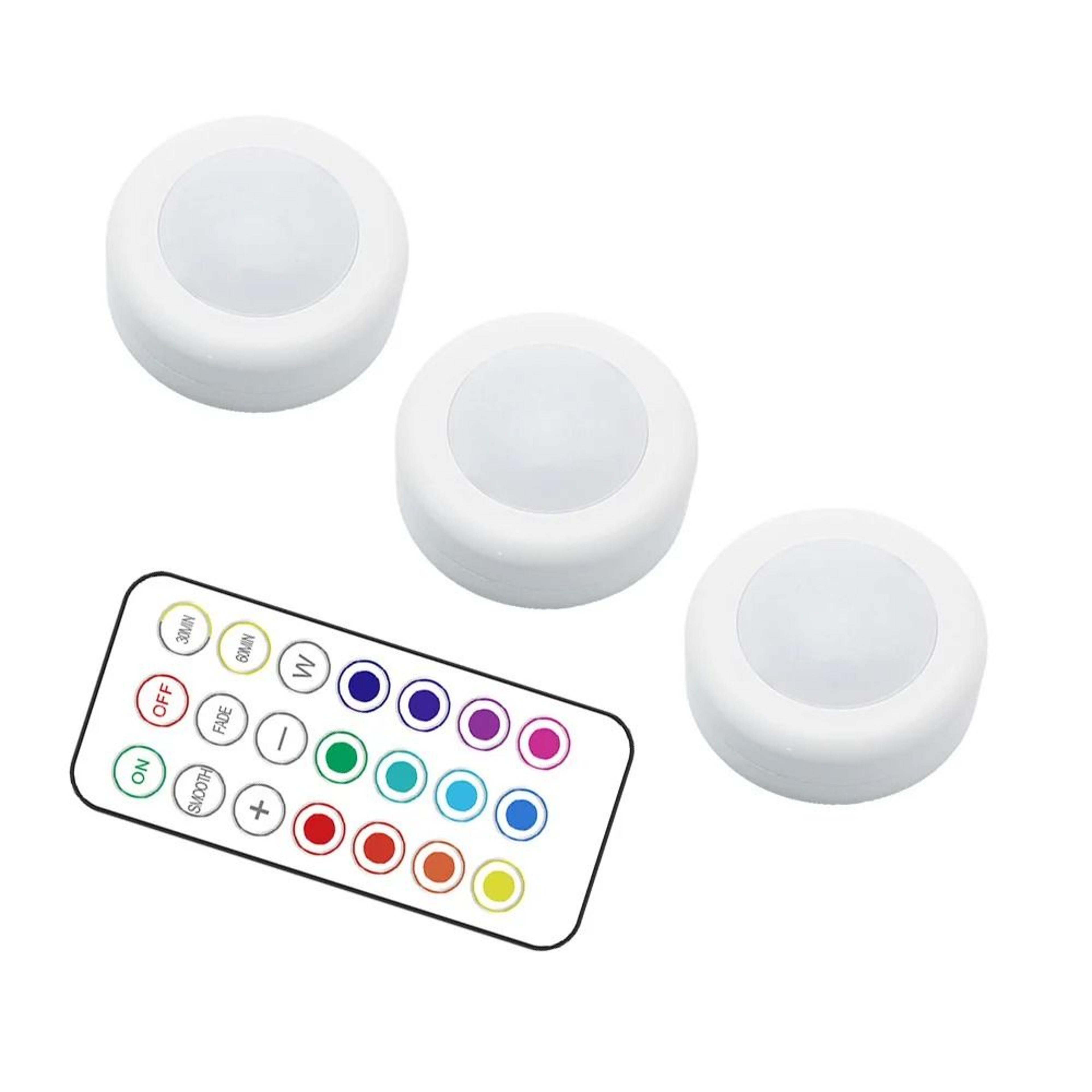 Wireless RGBW LED Puck Lights With Remote Control 6 Pack 6