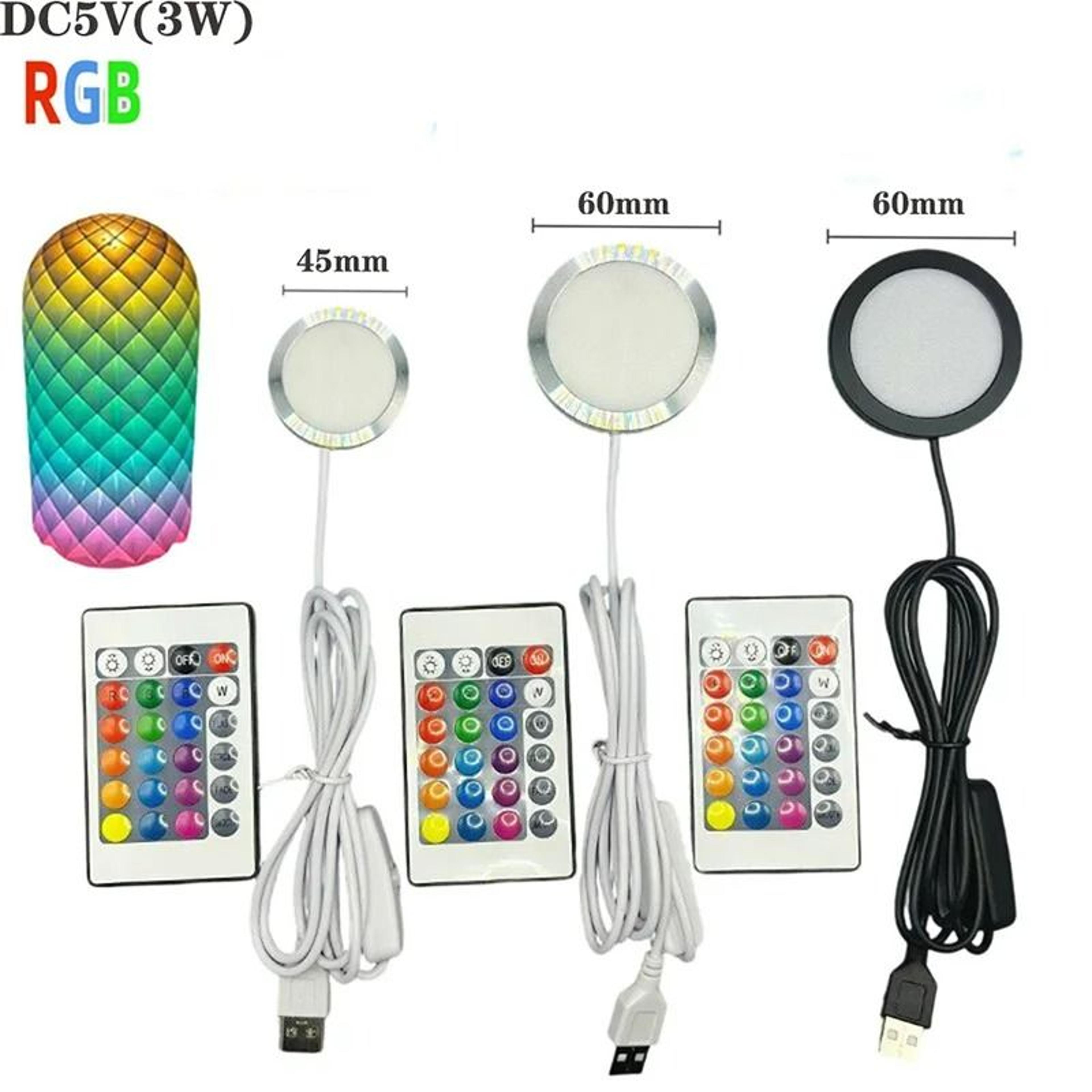 5V USB RGB Dimmable UnderCabinet Puck Light Set 1