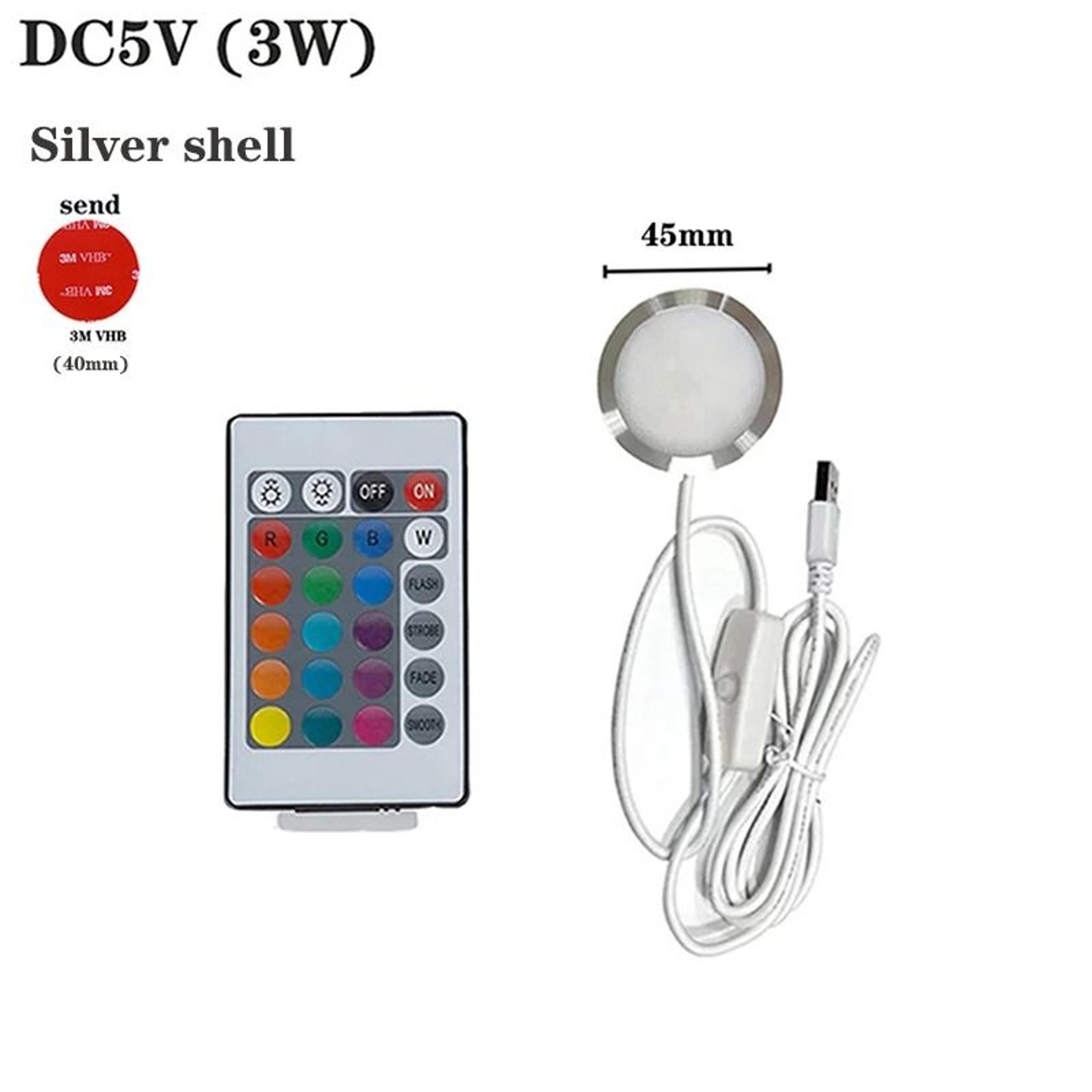 5V USB RGB Dimmable UnderCabinet Puck Light Set 8