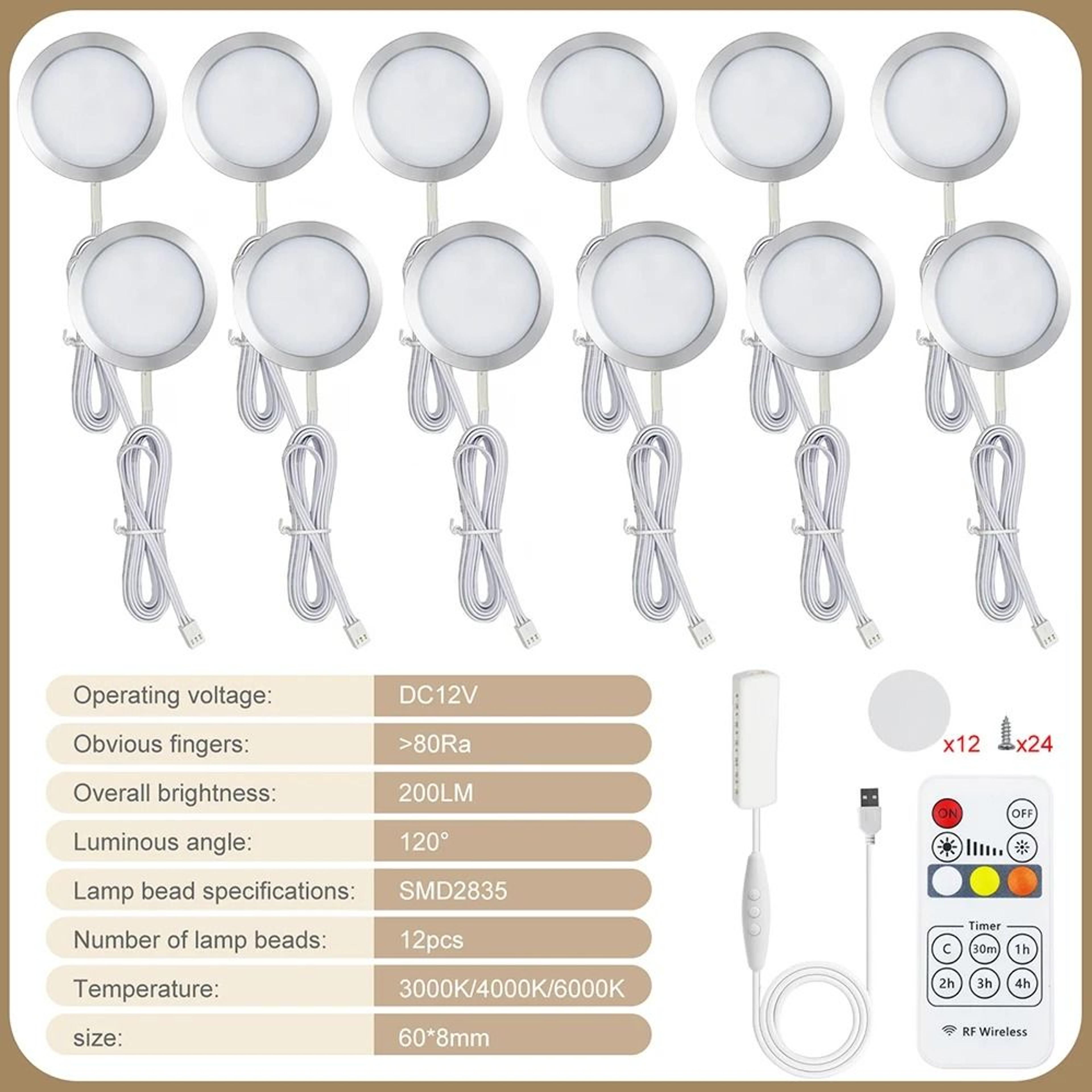 Round CCT LED Puck Light Set With 13Key Remote  USB Hub Kit 5 Pack 1