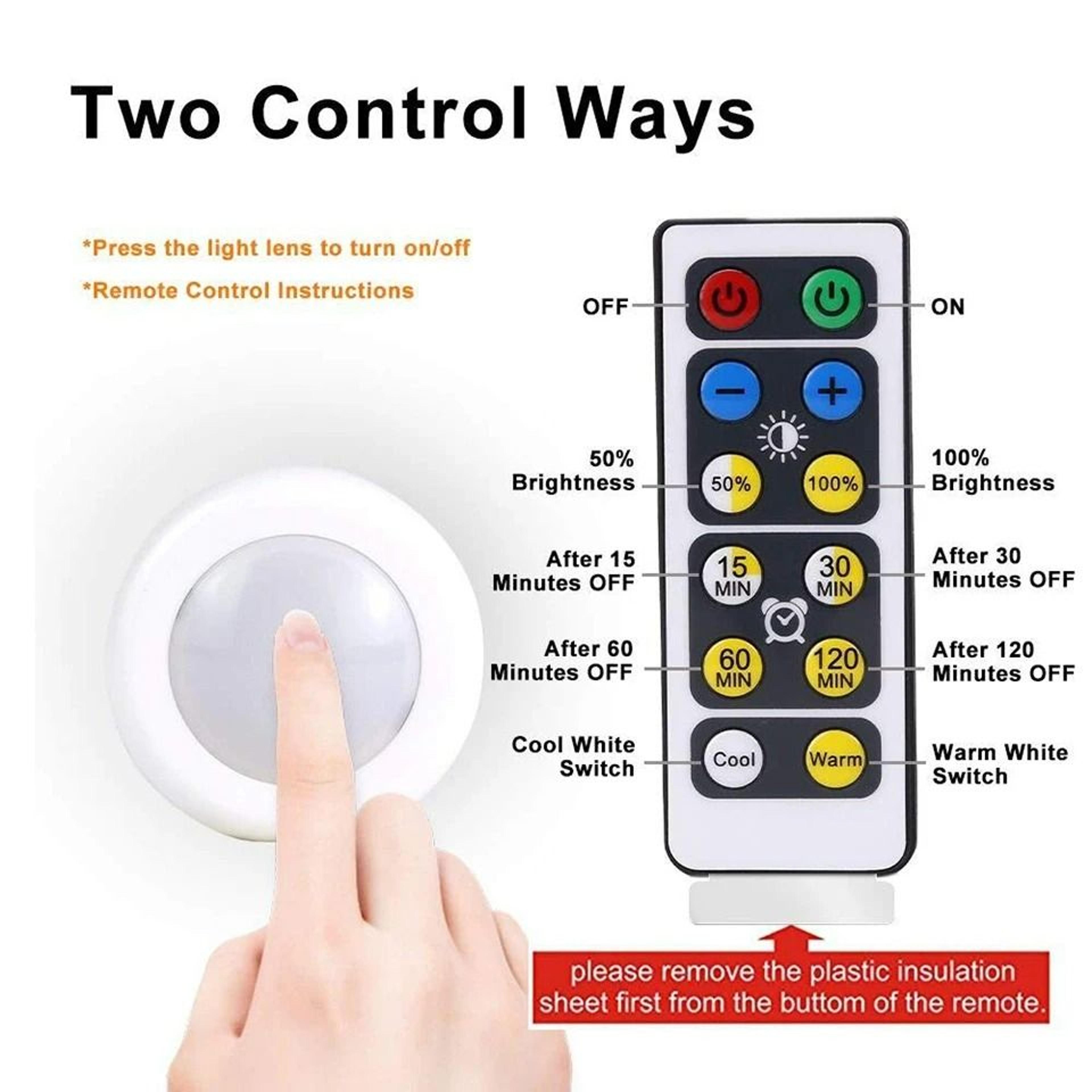 Wireless Dimmable LED Puck Lights With Remote Control 10 Pack 4