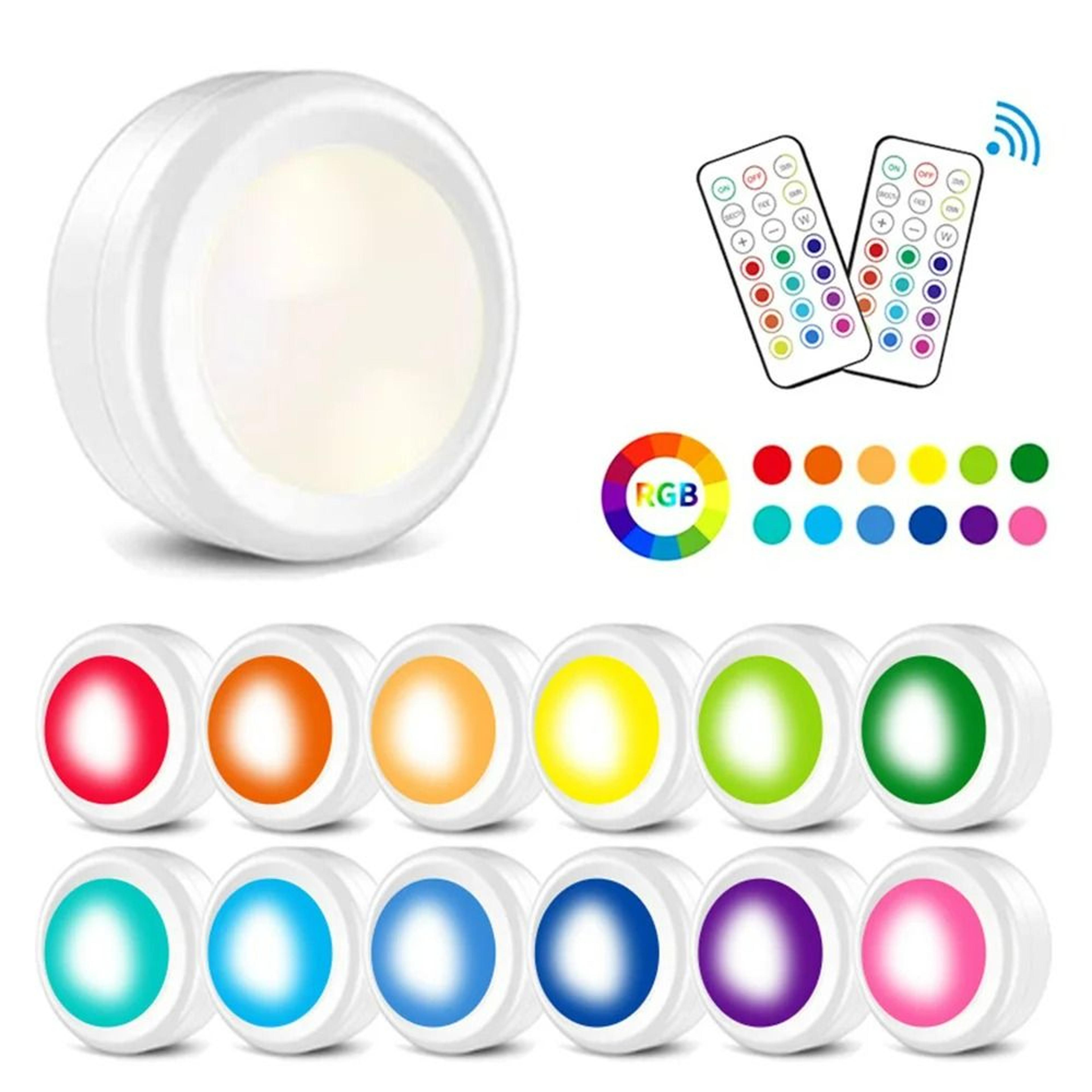 Battery Powered RGB Mini LED Puck Lights 3 Pack  62mm 2