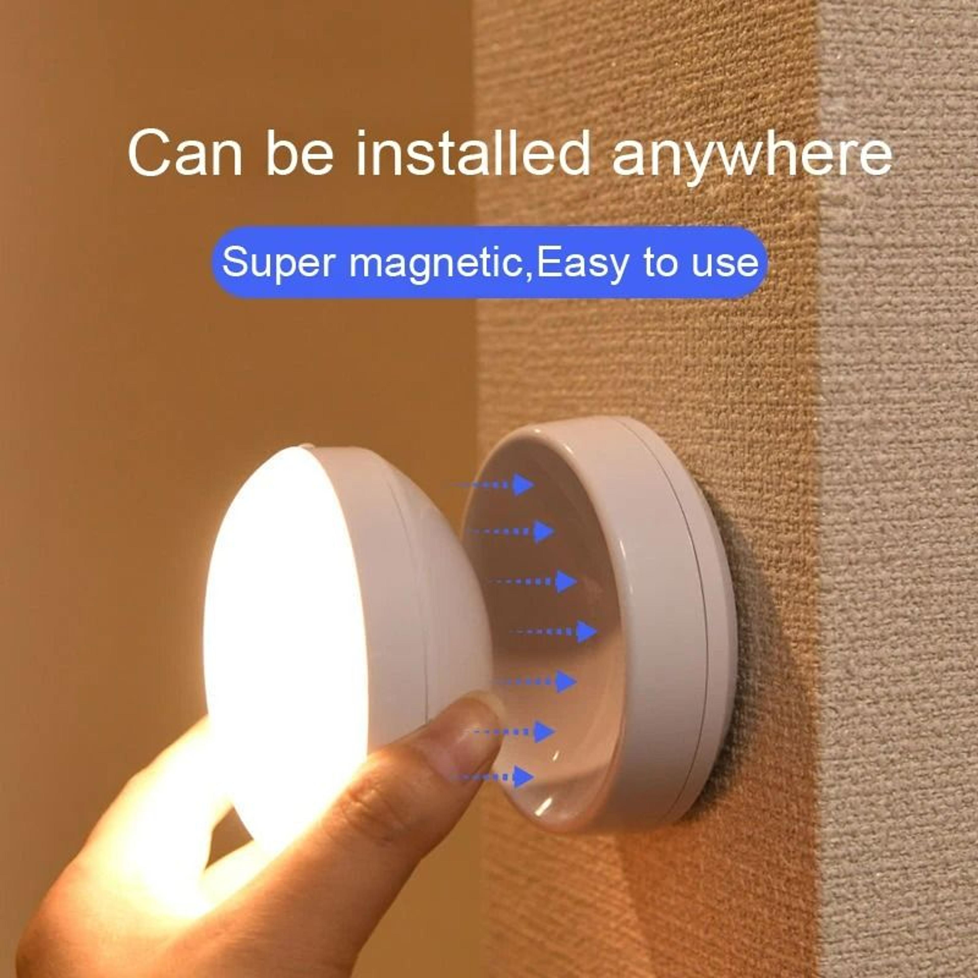 Smart Motion Sensor LED Round Night Light USB Rechargeable Home Lamp 4