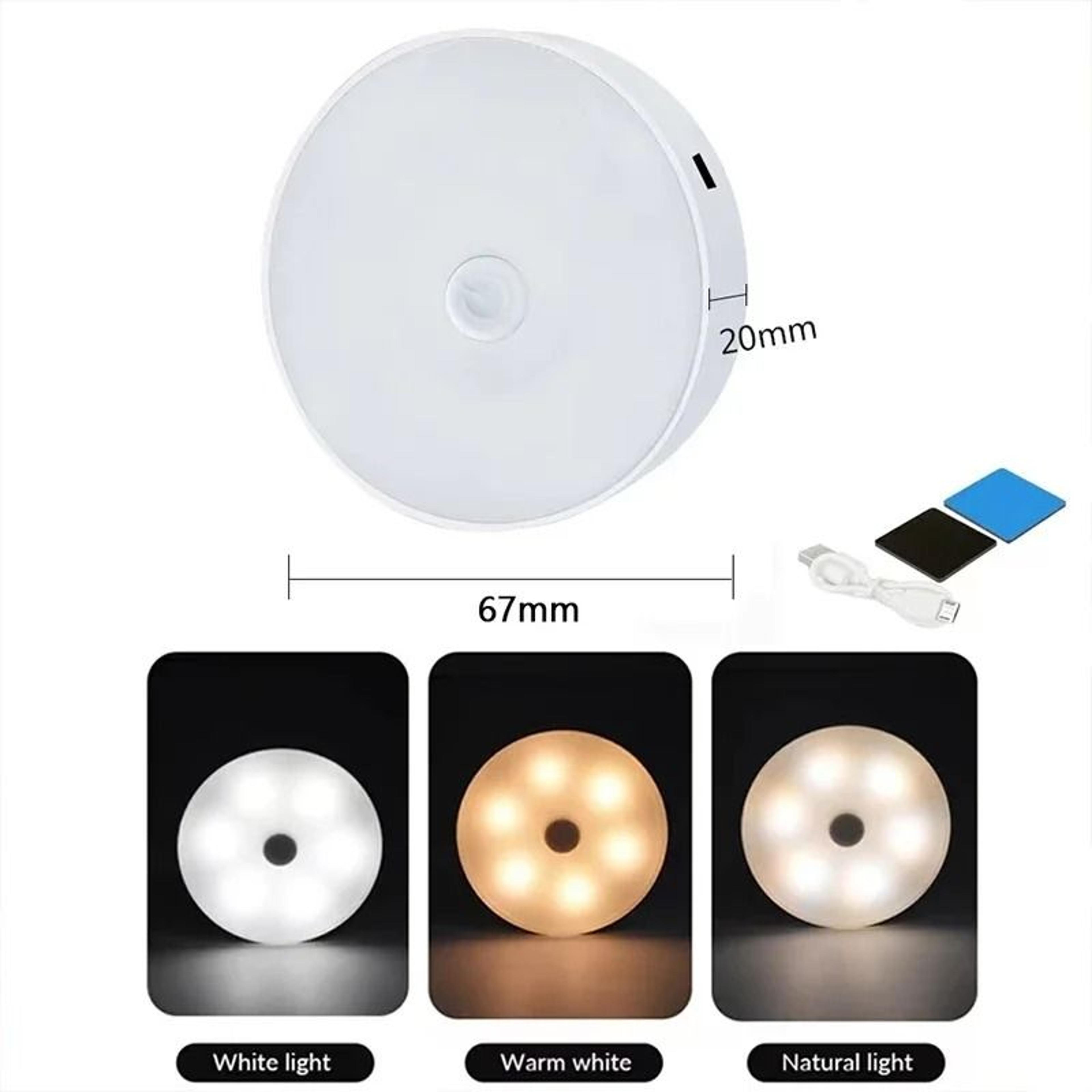 3Color Adjustable Wireless LED Closet Light 2Pack USB Rechargeable Cabinet Night Lamp 7