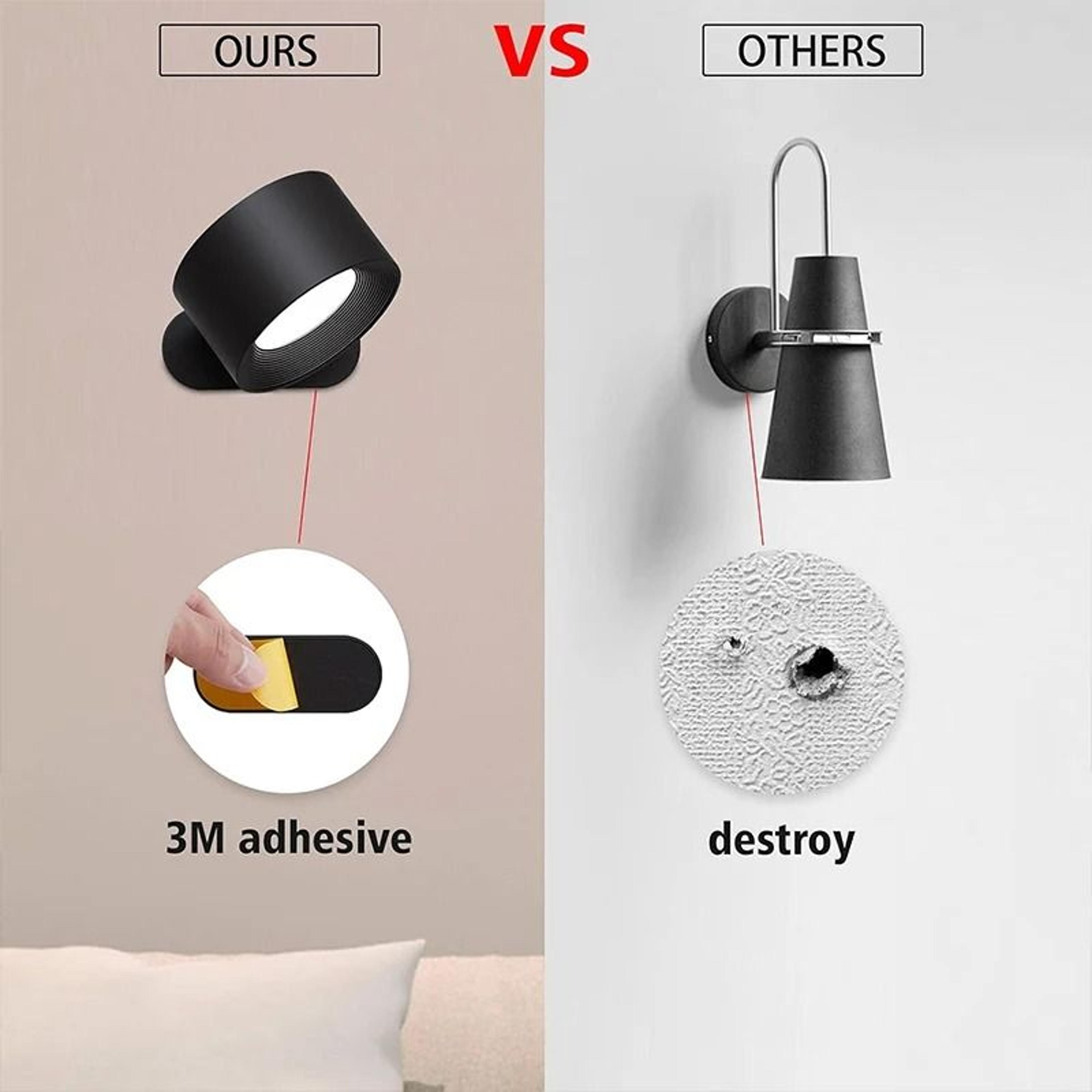 360 Rotatable LED Wall Lamp Touch Control Wireless USB Rechargeable Bedside Night Light 4