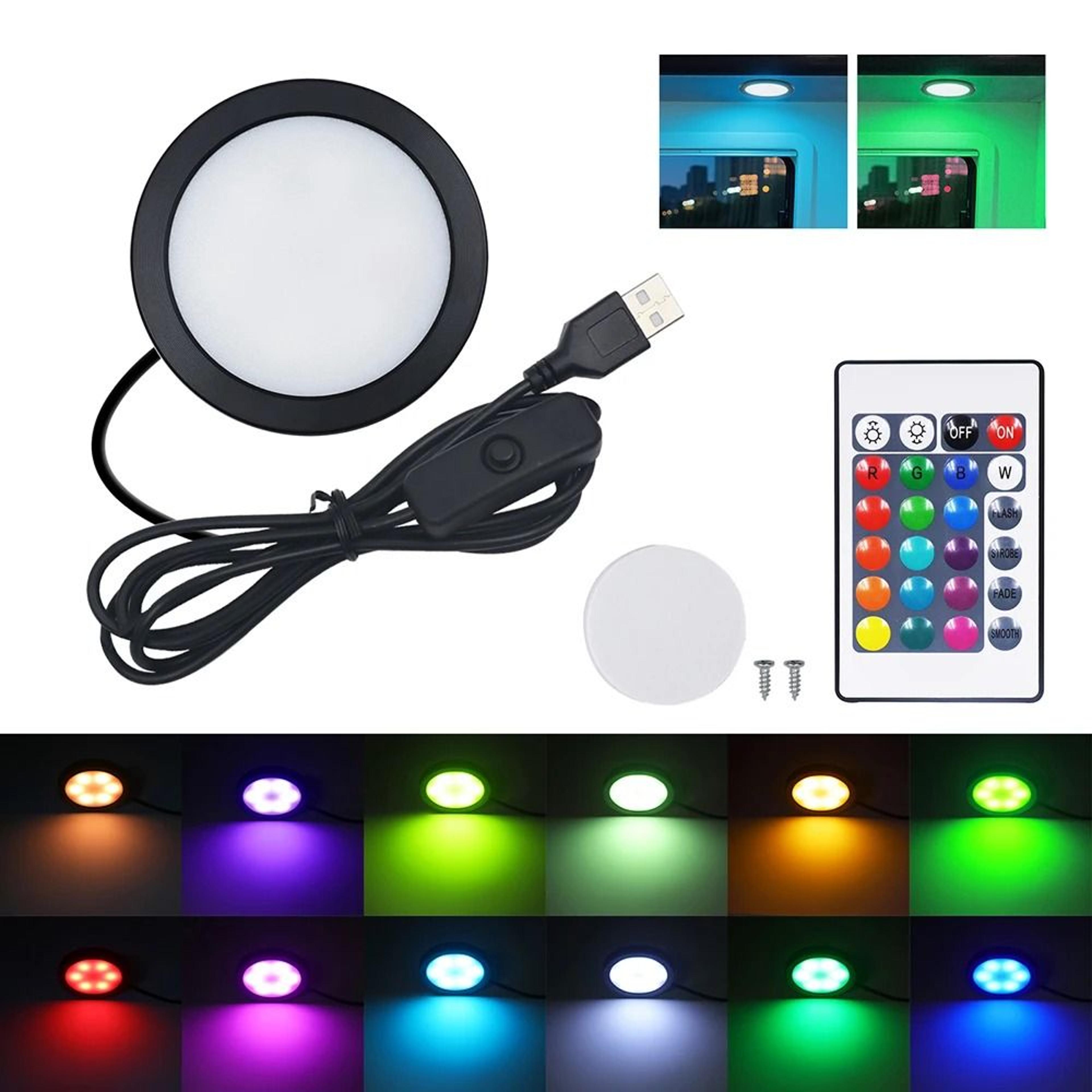 RGB LED Under Cabinet Spotlight Kit 24Key Remote 5V USB Accent Light 2