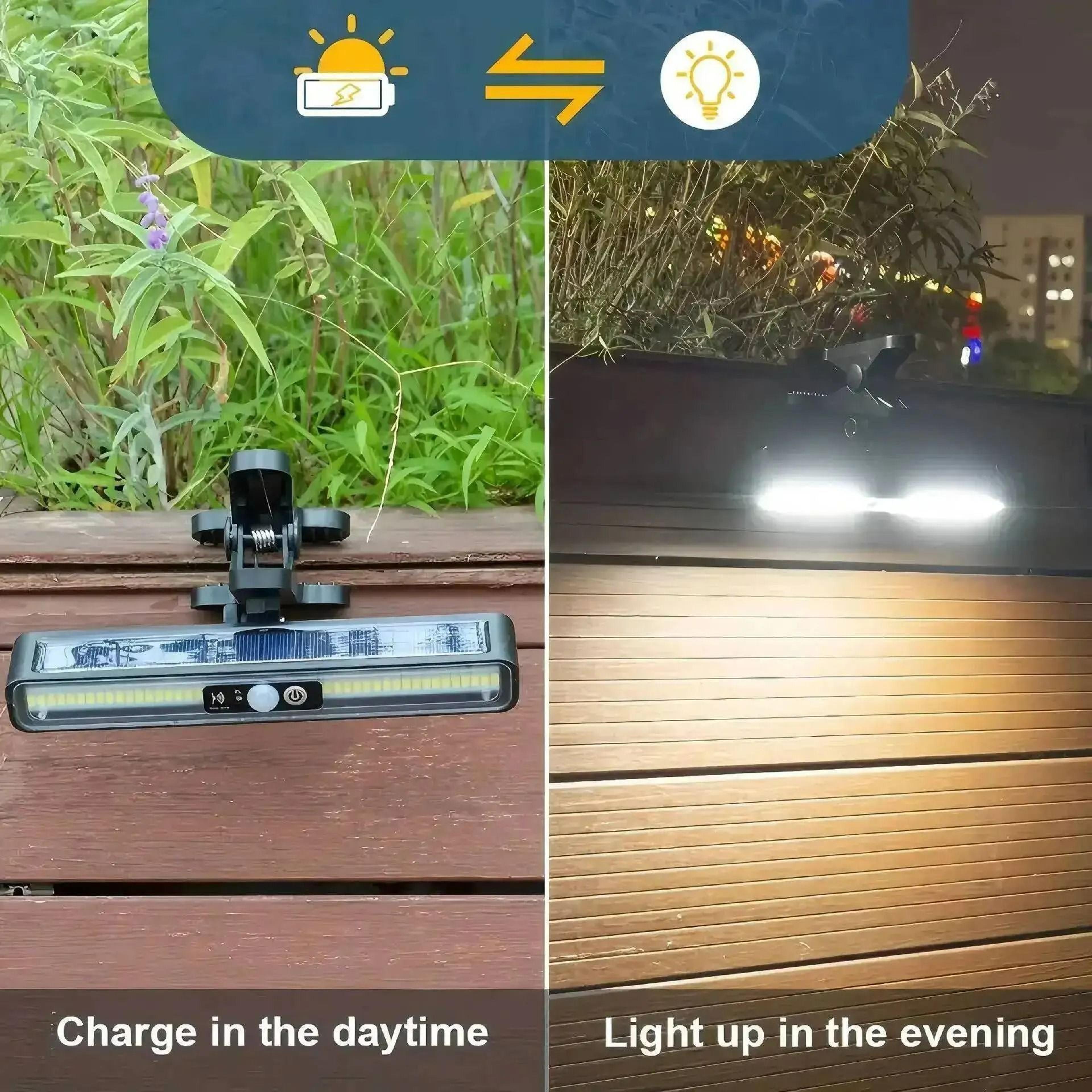 Solar Motion Sensor Outdoor ClipOn Light Waterproof Security Wall Lamp 2