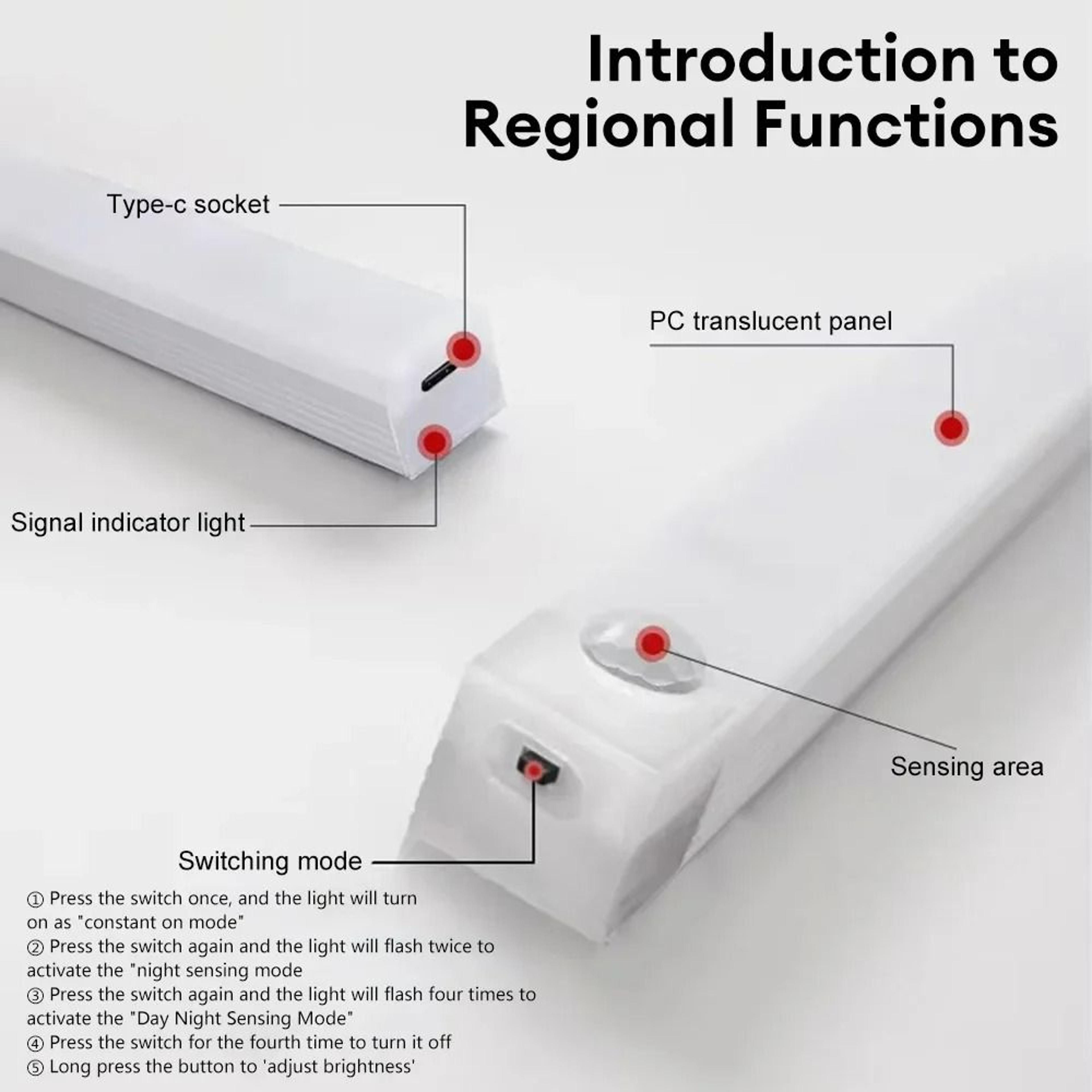 Rechargeable Motion Sensor LED Under Cabinet Light Bar Night Lamp 3