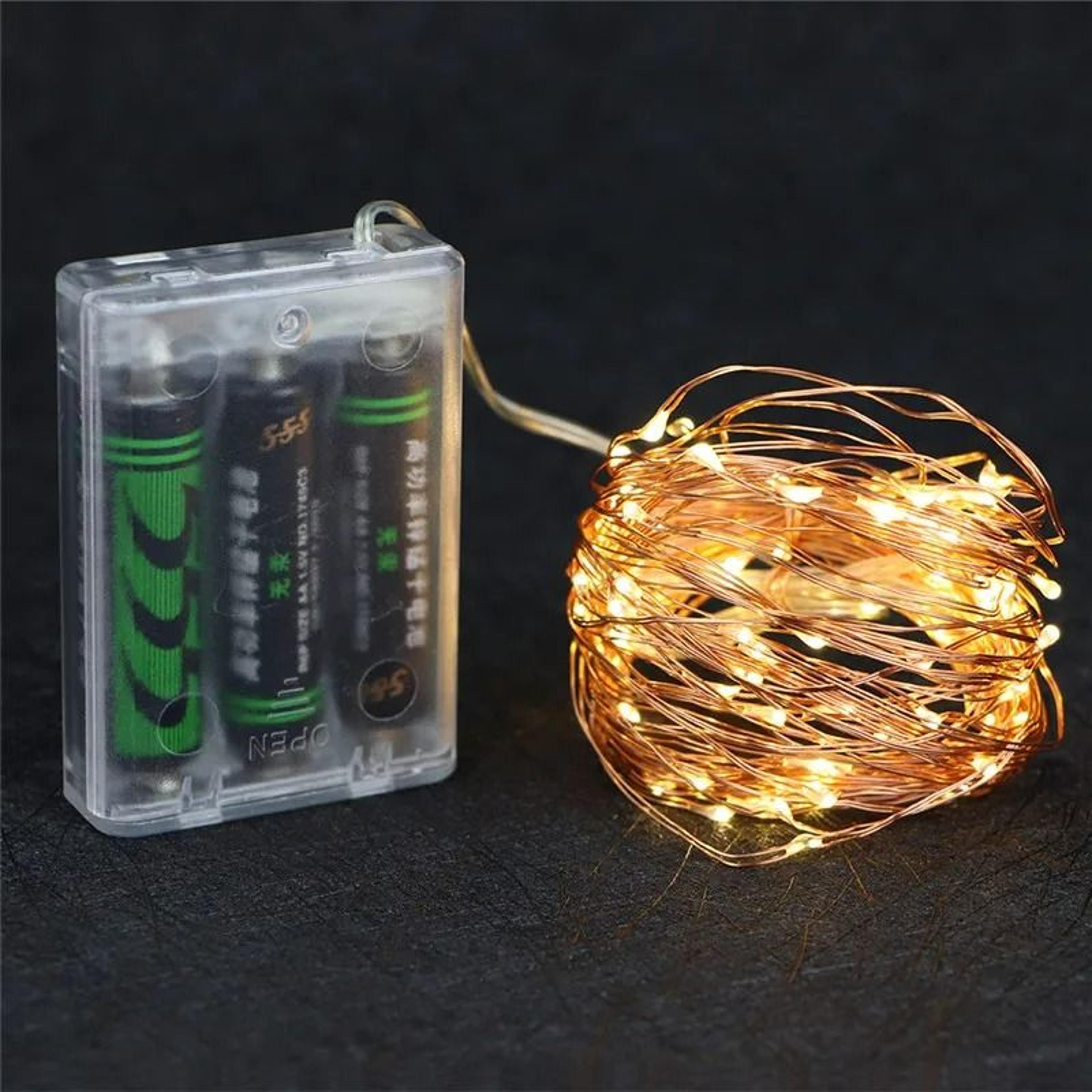 battery powered copper wire fairy led light string garland