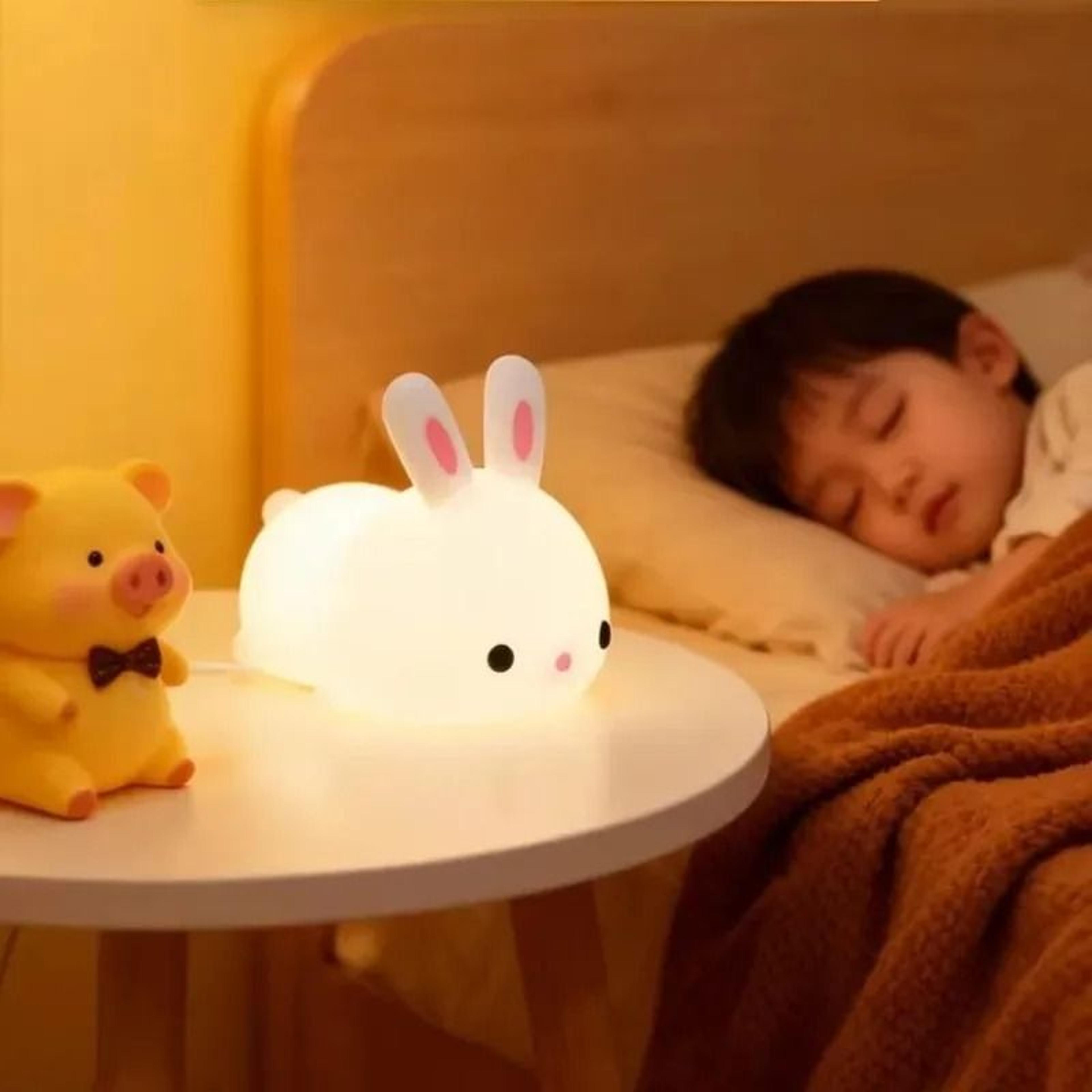 Rechargeable Soft Silicone Bunny LED Touch Night Light 5