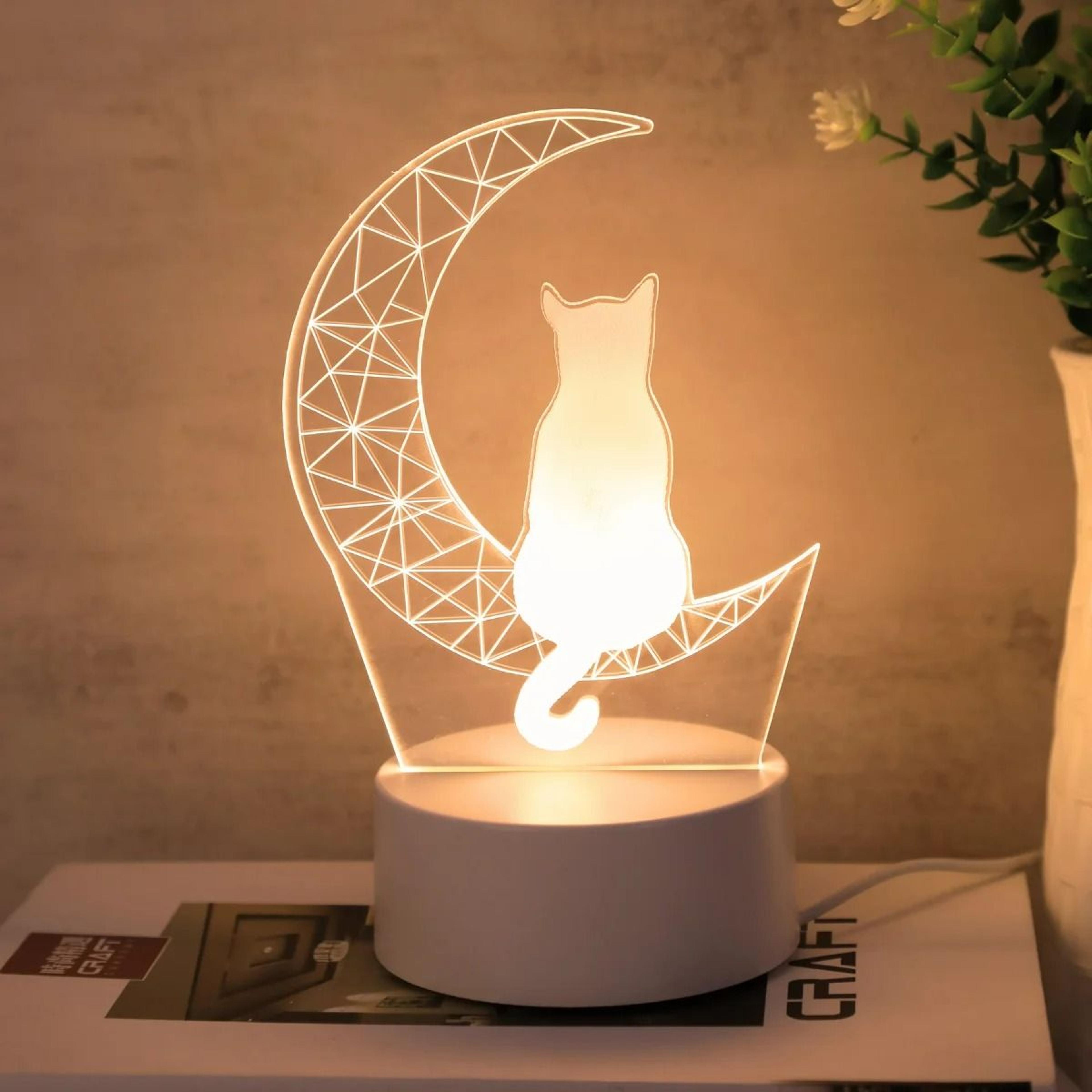 Moon Cat 3D Optical Illusion LED Night Light 0