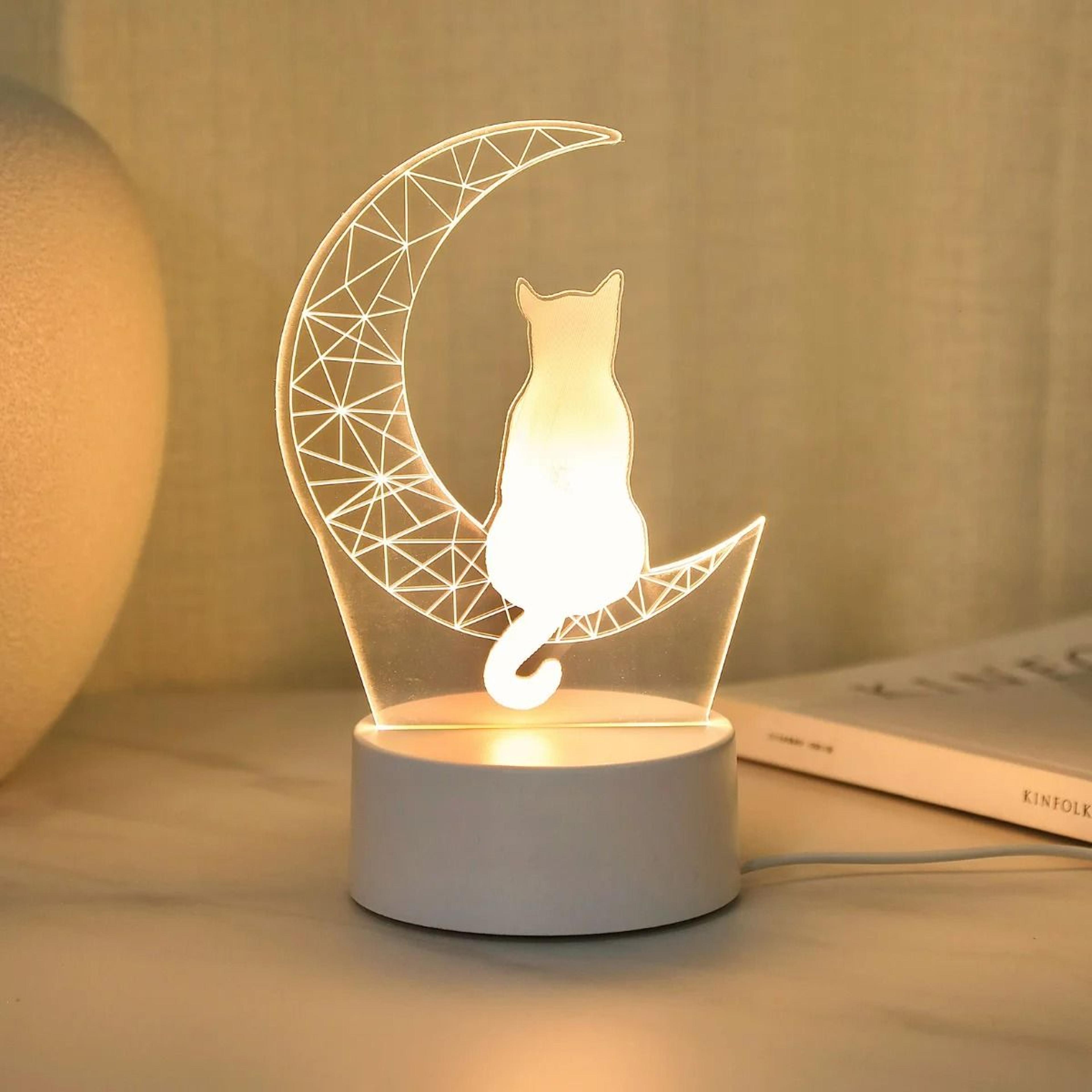 Moon Cat 3D Optical Illusion LED Night Light 2