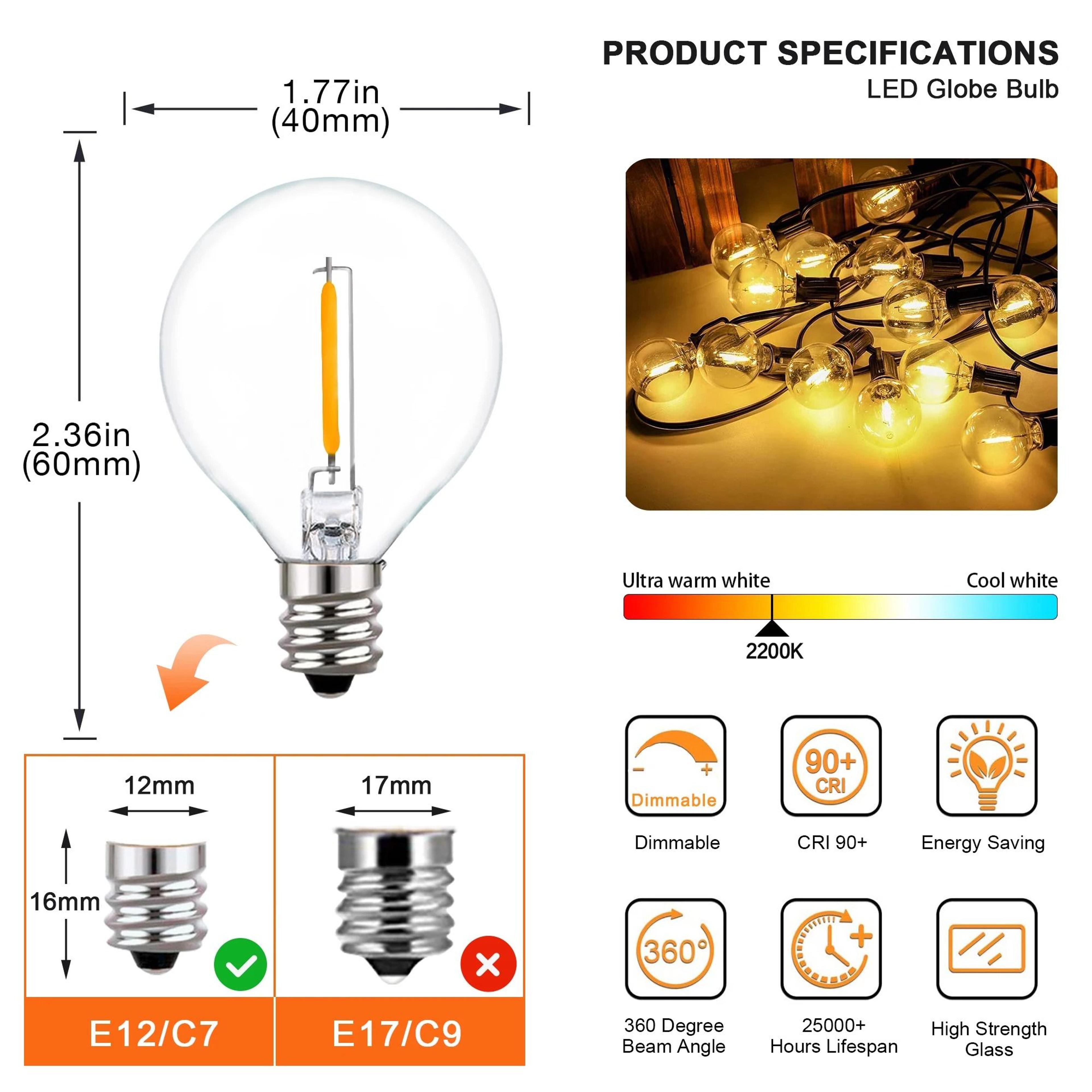 G40 Outdoor Globe Commercial String Lights 3