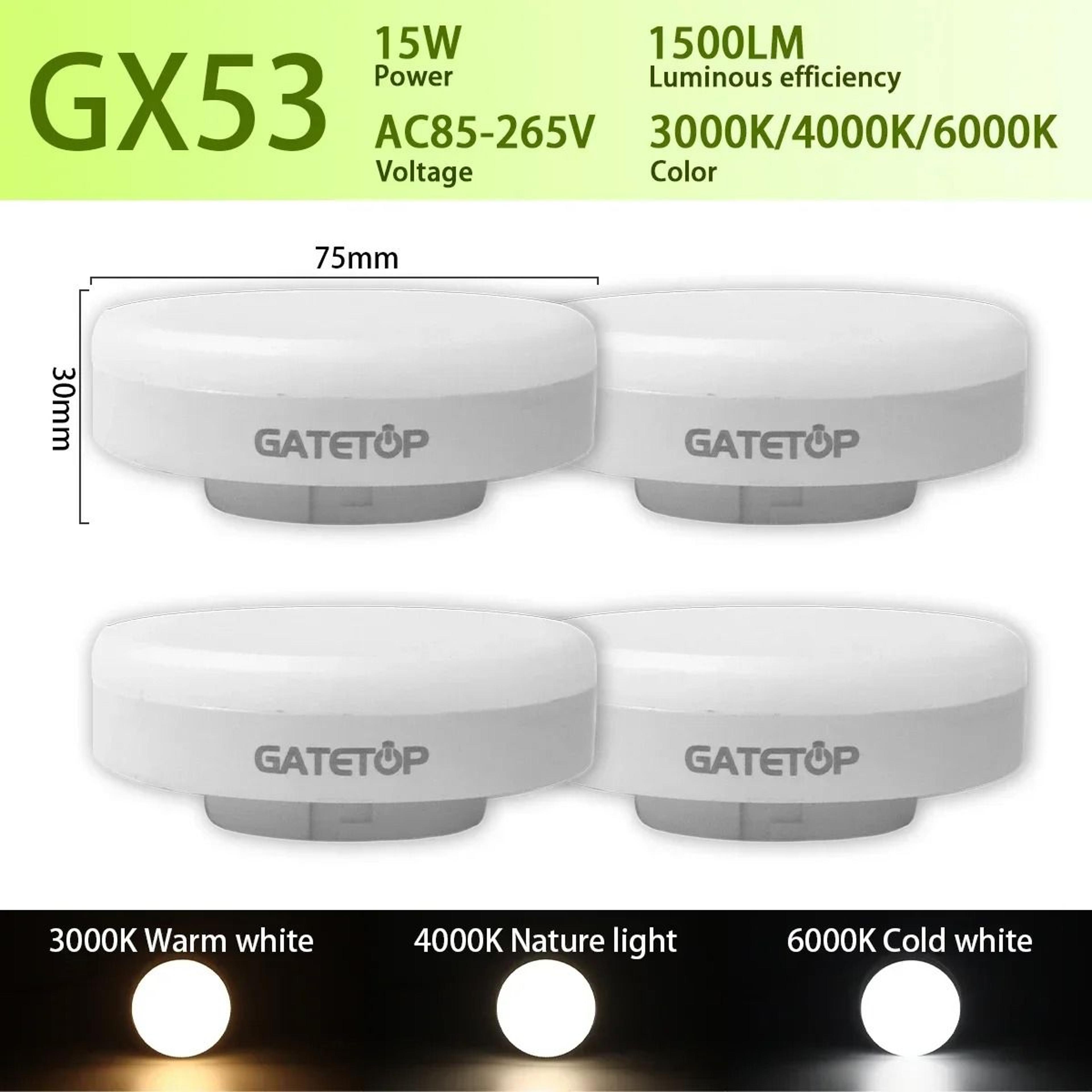 4Pack High Efficiency GX53 LED Spotlight Bulbs 11